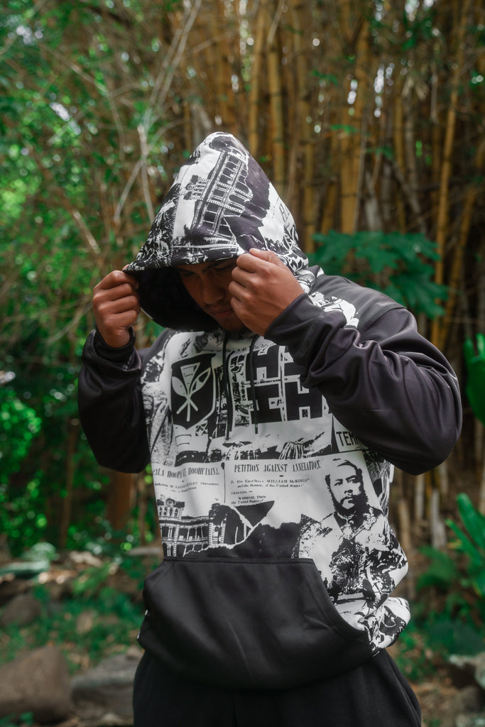 BLACK & WHITE COLLAGE HOODIE Jacket Hawaii's Finest SMALL 