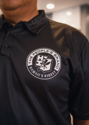 BLACK & WHITE CREST SPLIT LOGO GOLF SHIRT Jersey Hawaii's Finest 