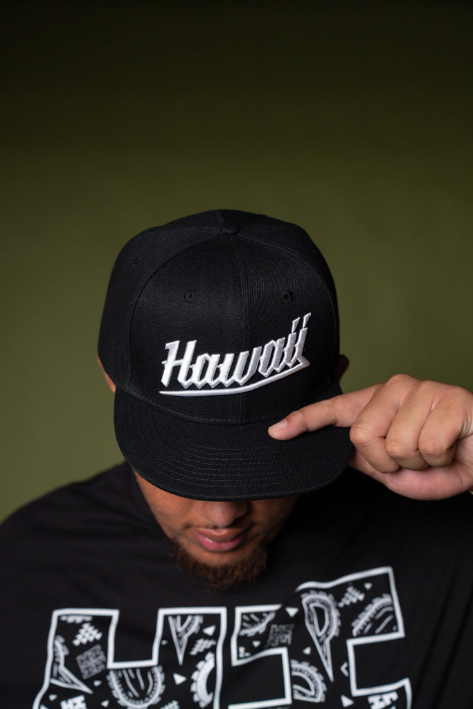 BLACK & WHITE HAWAII SLANT HAT Hat Hawaii's Finest 