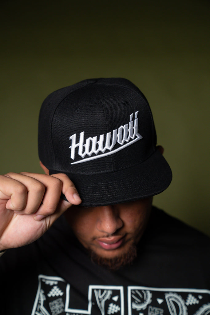 BLACK & WHITE HAWAII SLANT HAT Hat Hawaii's Finest 