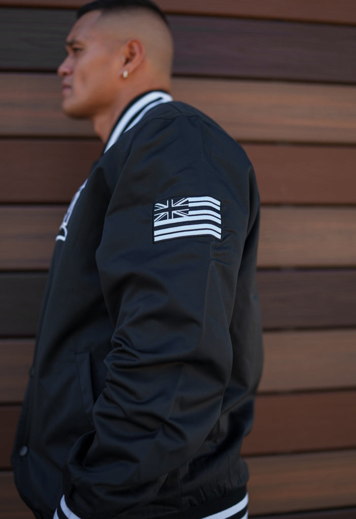 BLACK & WHITE HI FINEST VARSITY JACKET Jacket Hawaii's Finest 