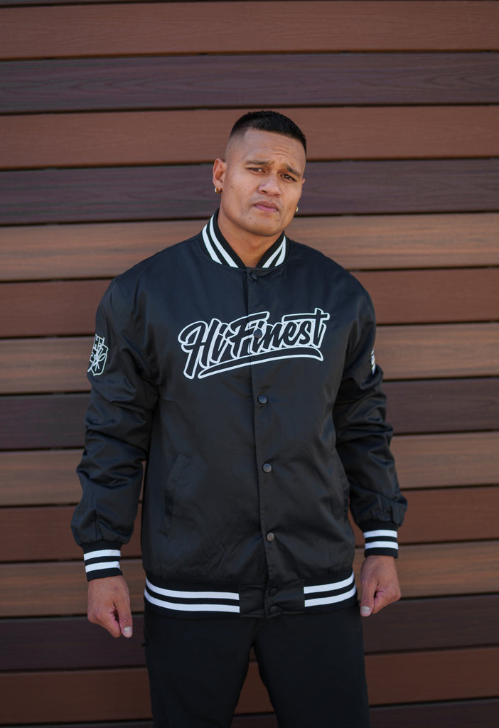BLACK & WHITE HI FINEST VARSITY JACKET Jacket Hawaii's Finest X-SMALL 
