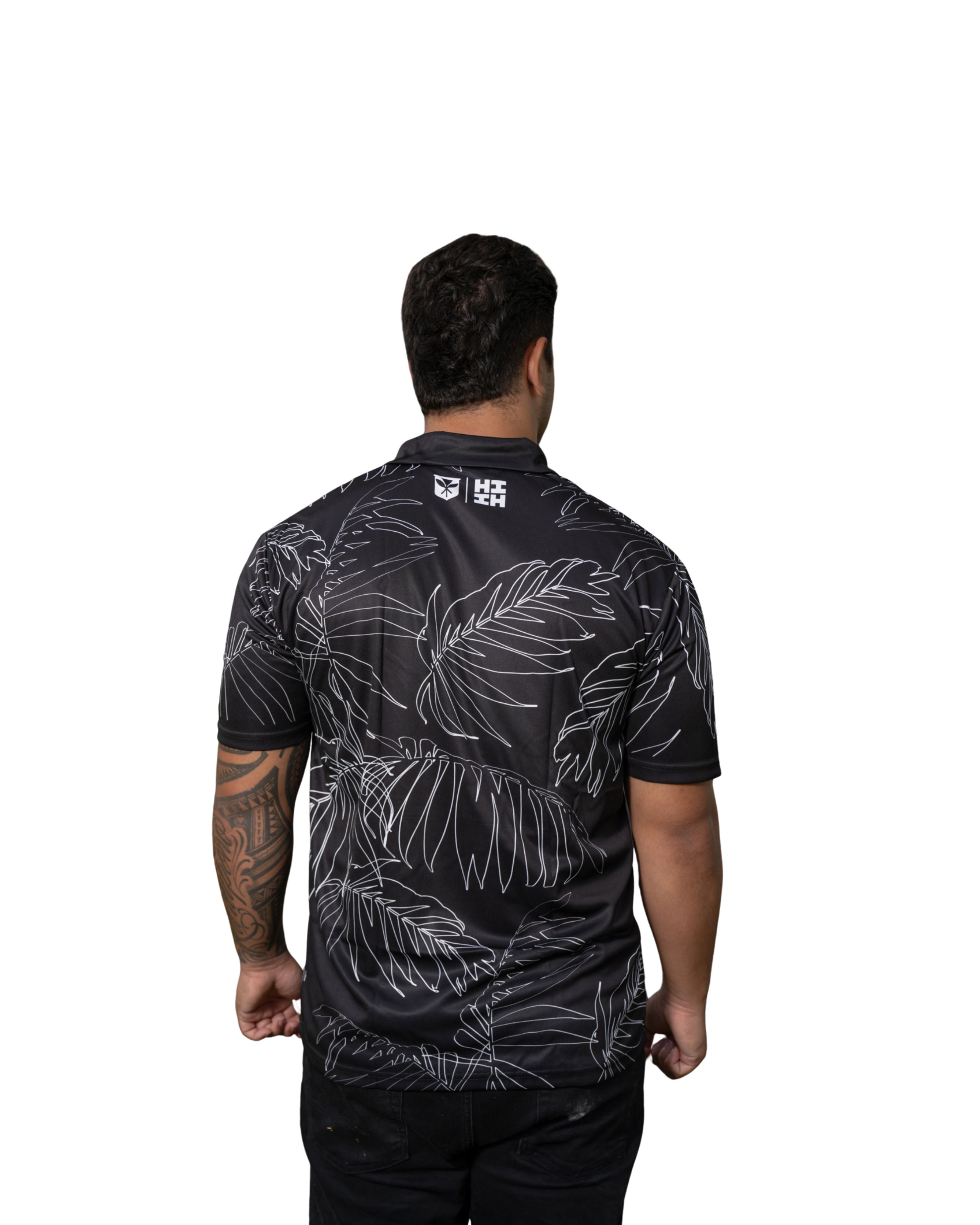 BLACK & WHITE PALMS GOLF SHIRT Shirts Hawaii's Finest 