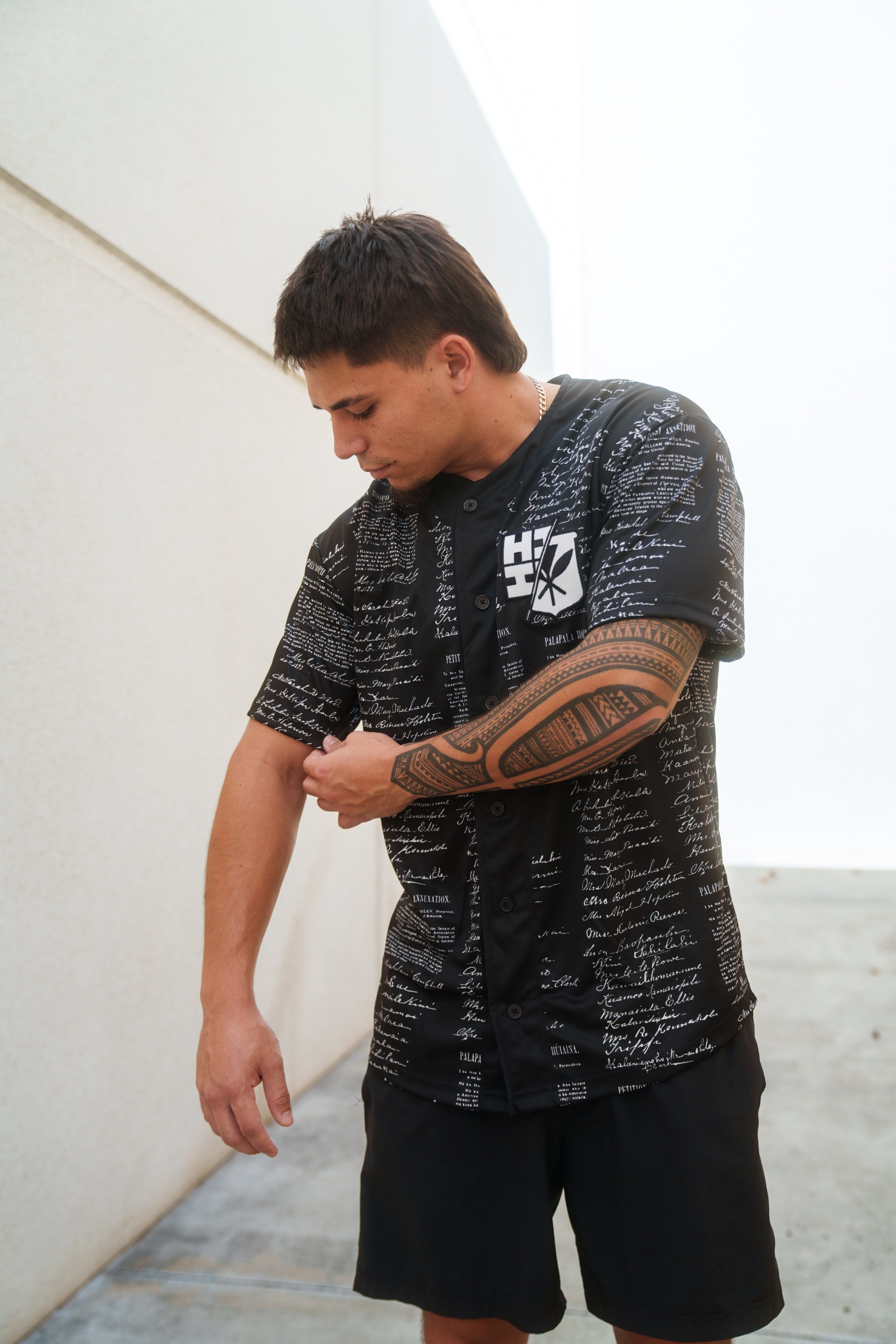 BLACK & WHITE PETITION BASEBALL JERSEY Jersey Hawaii's Finest 