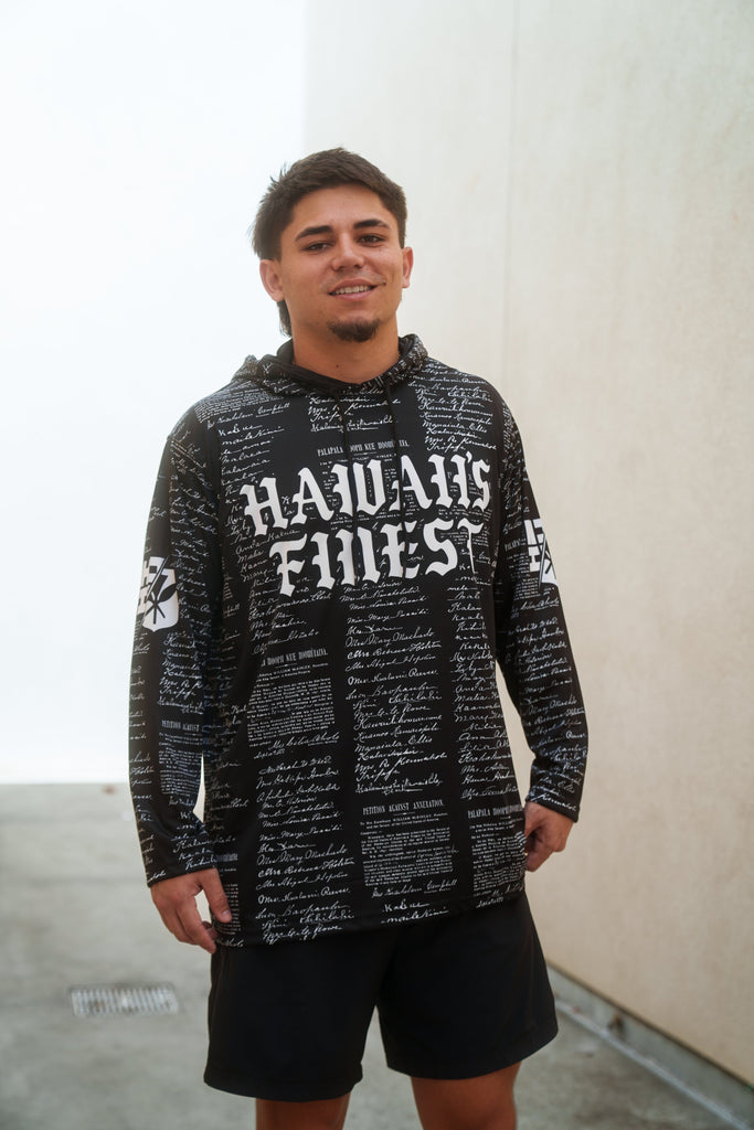 BLACK & WHITE PETITION DRI-FIT LONGSLEEVE W/HOOD Jacket Hawaii's Finest 