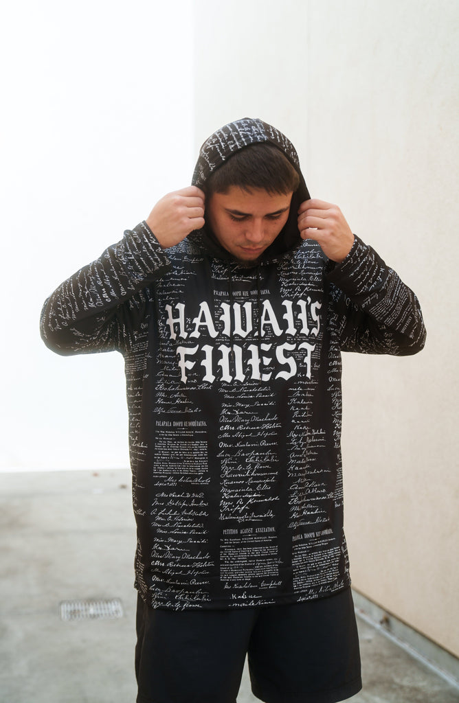 BLACK & WHITE PETITION DRI-FIT LONGSLEEVE W/HOOD Jacket Hawaii's Finest SMALL 