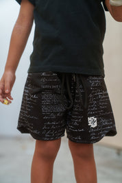 BLACK & WHITE PETITION KEIKI MESH SHORTS Shirts Hawaii's Finest 