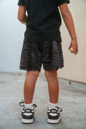 BLACK & WHITE PETITION KEIKI MESH SHORTS Shirts Hawaii's Finest 