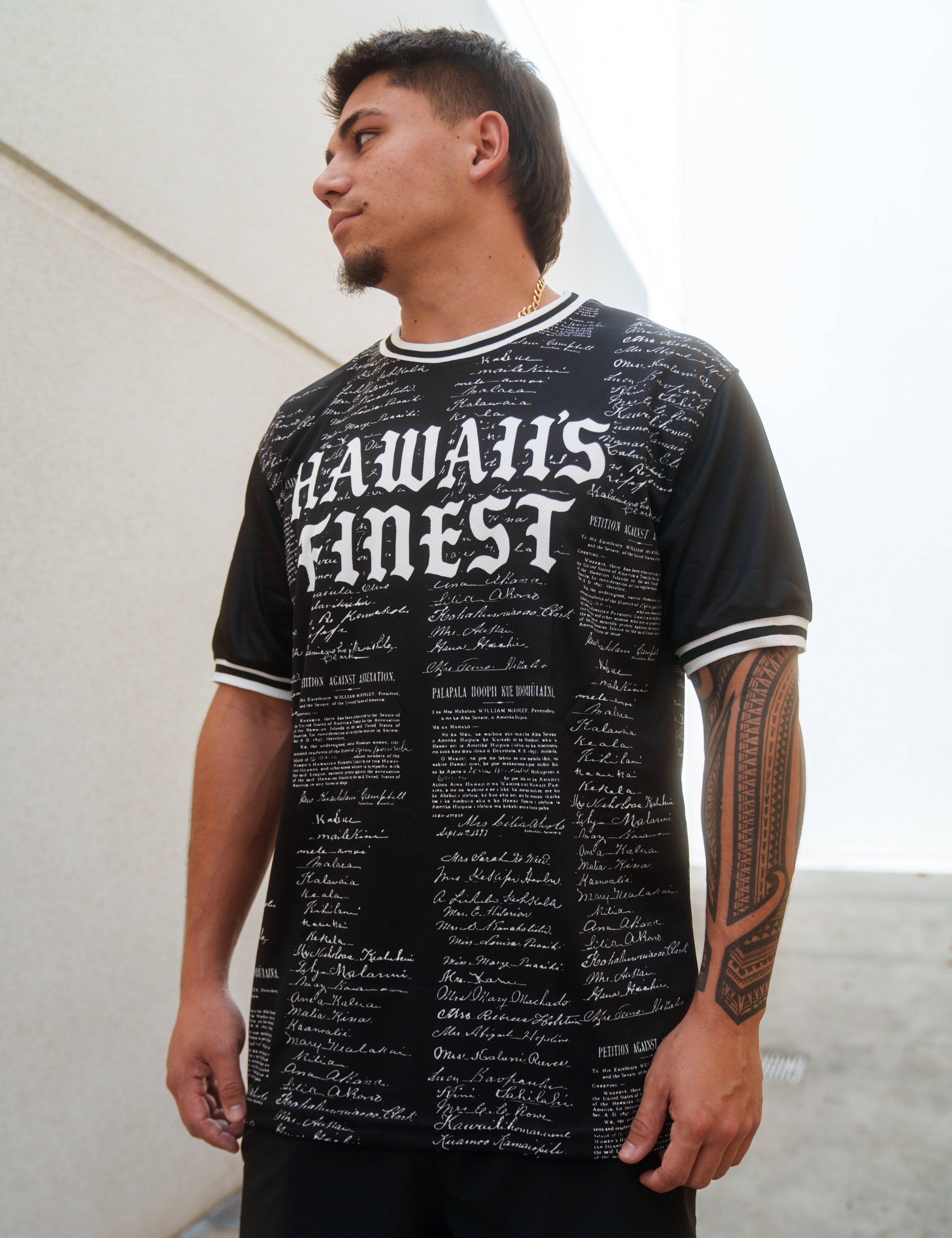 BLACK & WHITE PETITION SOFTBALL JERSEY Jersey Hawaii's Finest 