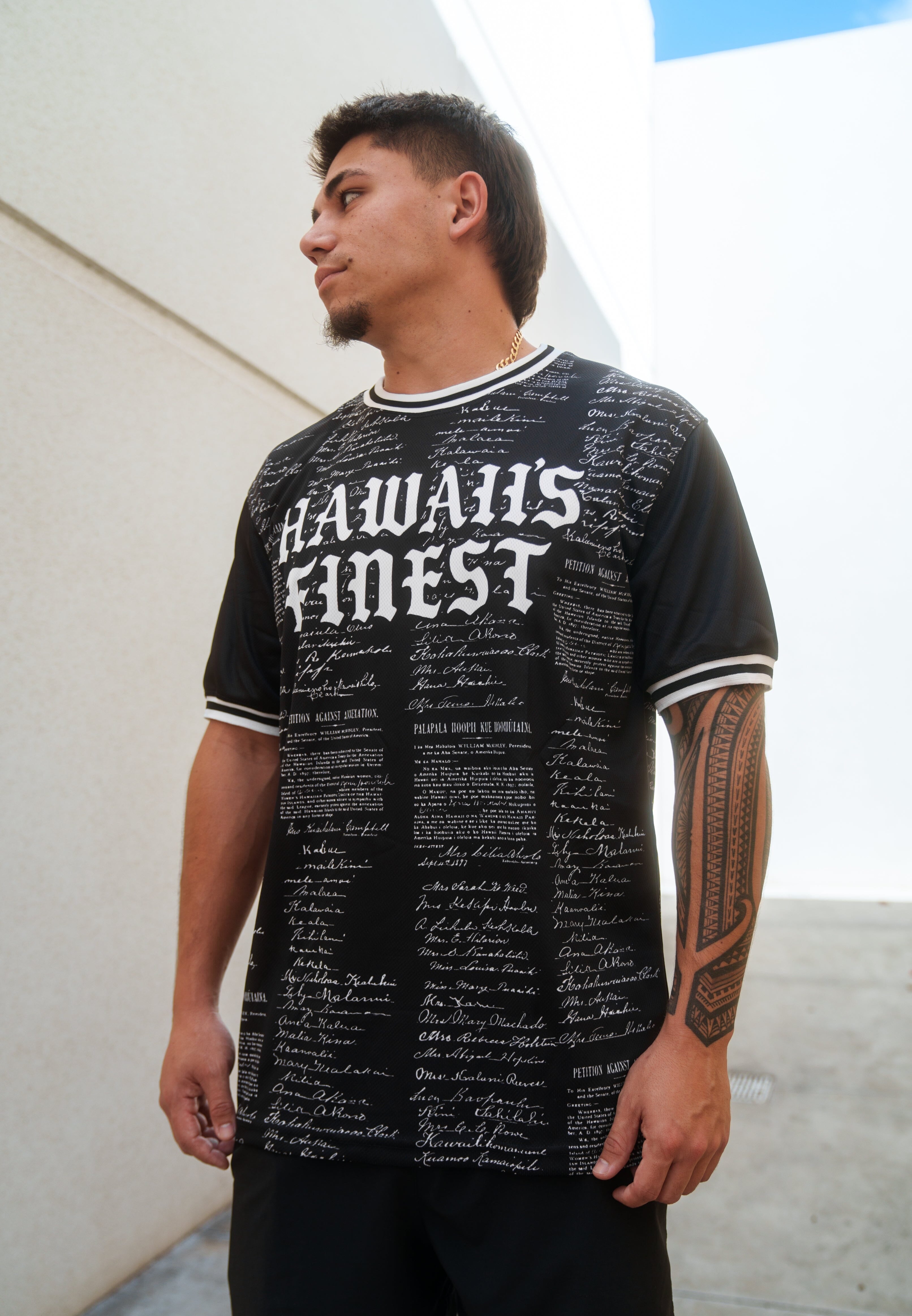 BLACK & WHITE PETITION SOFTBALL JERSEY Jersey Hawaii's Finest 