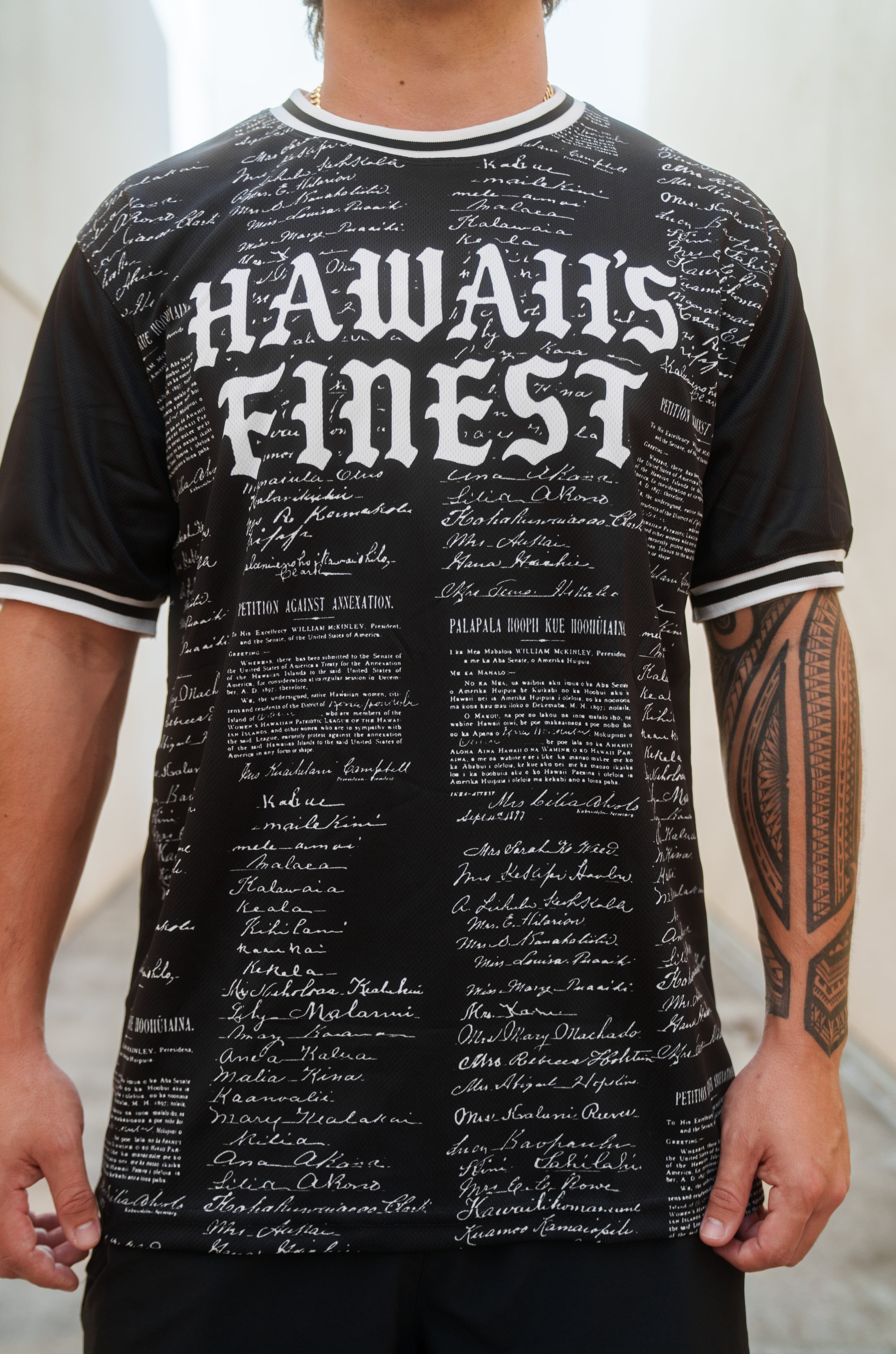 BLACK & WHITE PETITION SOFTBALL JERSEY Jersey Hawaii's Finest 