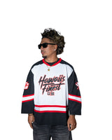 BLACK, WHITE, & RED SCRIPT HOCKEY JERSEY