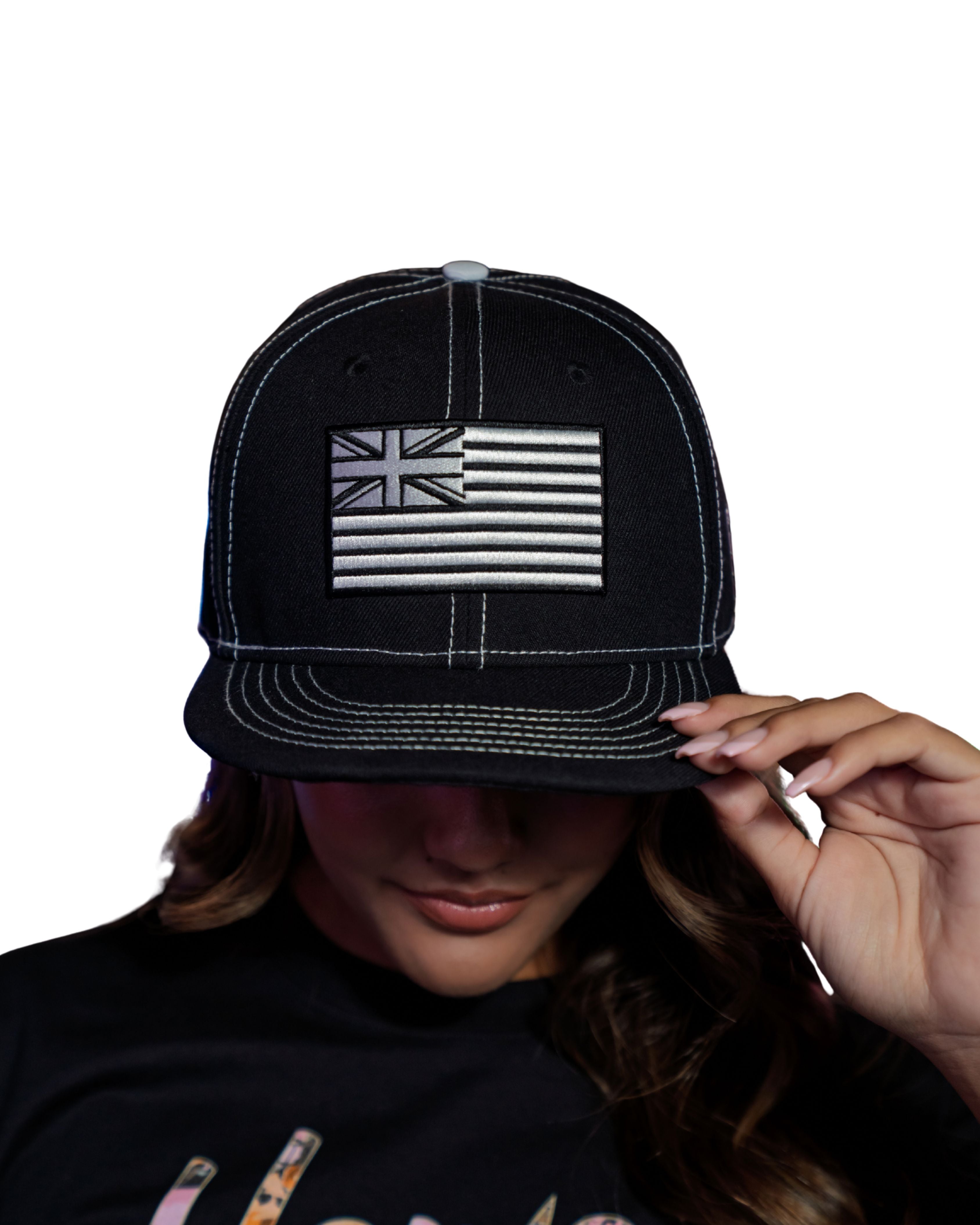 BLACK & WHITE SIMPLE FLAG HAT Hat Hawaii's Finest 