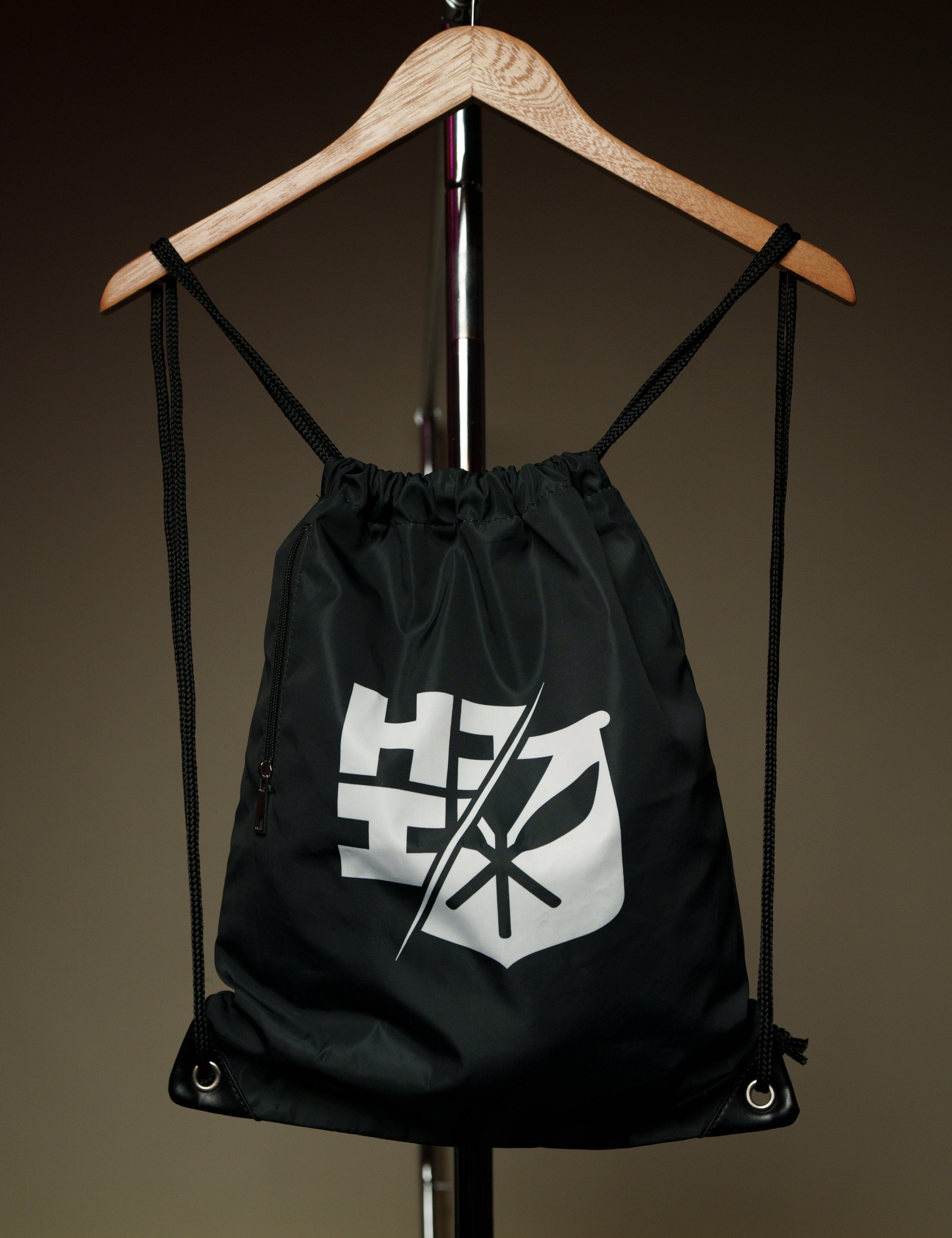 BLACK & WHITE SPLIT LOGO DRAWSTRING Bags Hawaii's Finest 