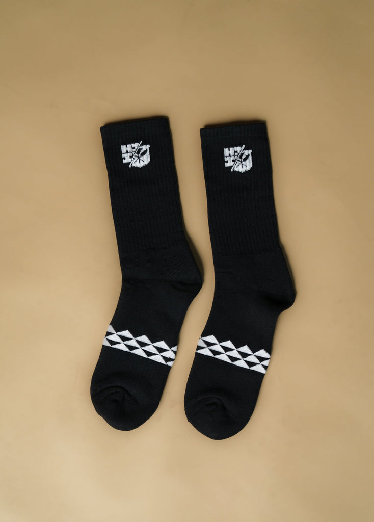 BLACK & WHITE SPLIT LOGO TRIANGLES SOCKS Socks Hawaii's Finest 