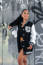 BLACK & WHITE SPLIT LOGO VARSITY JACKET Jacket Hawaii's Finest X-SMALL 