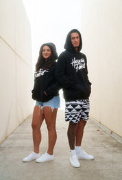 BLACK & WHITE TRIANGLES HOODIE Jacket Hawaii's Finest SMALL 