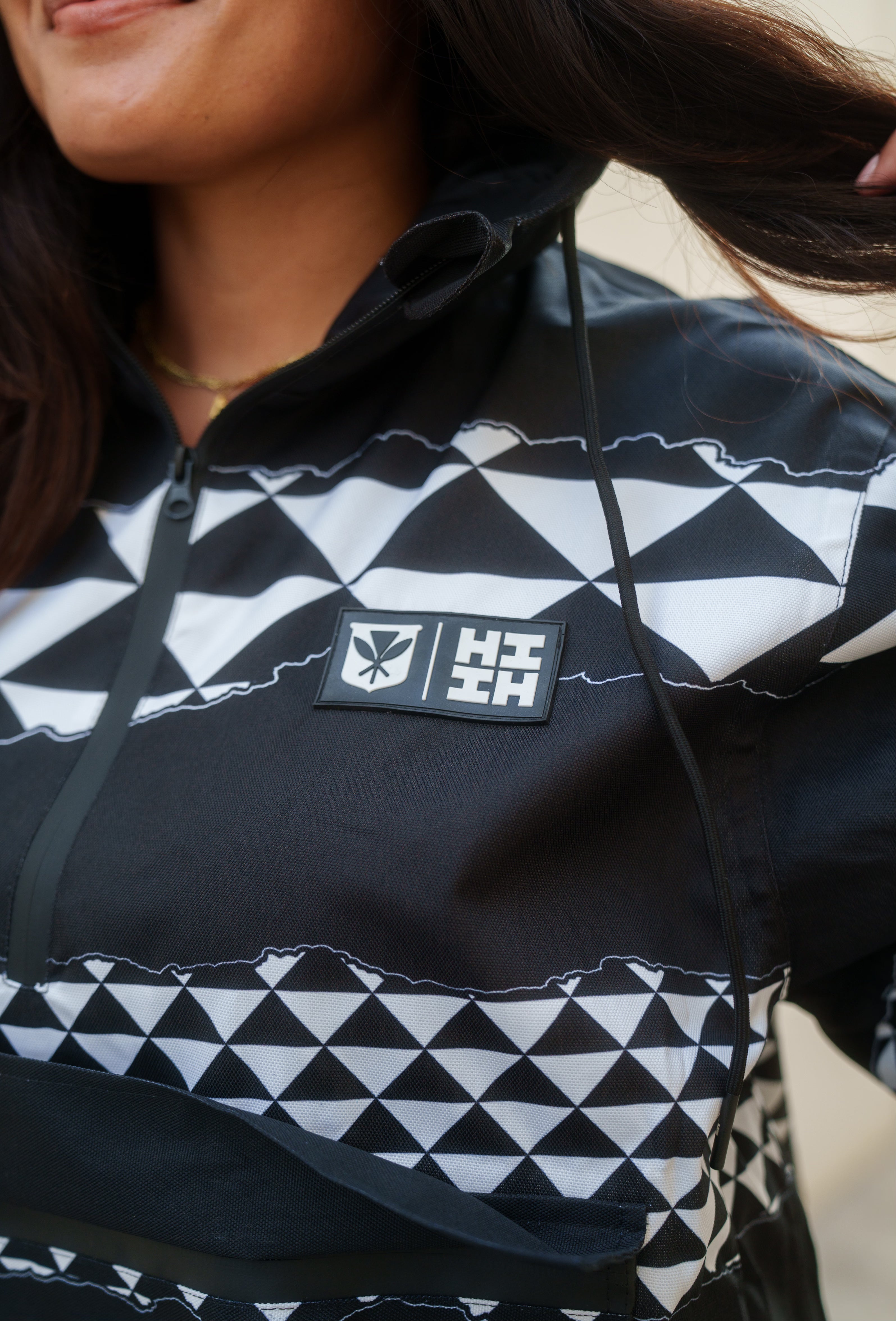 BLACK & WHITE TRIANGLES RAIN JACKET Jacket Hawaii's Finest 