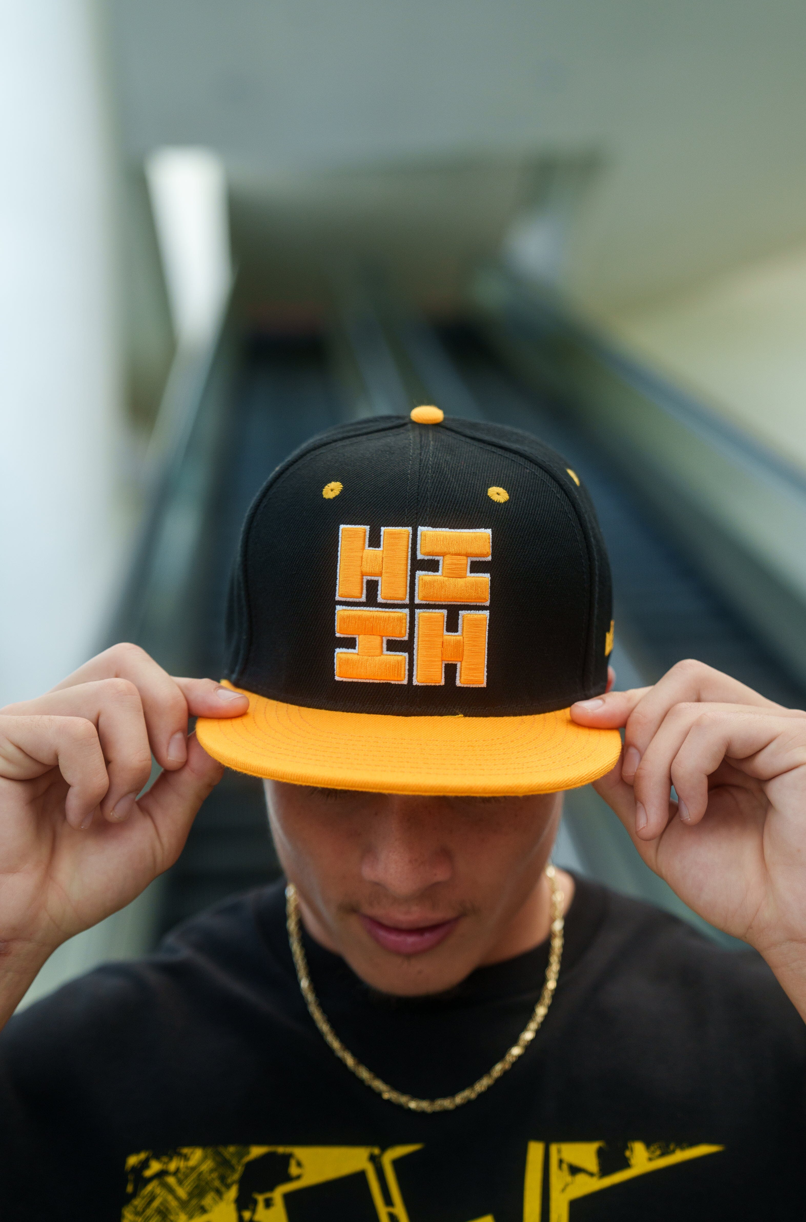 BLACK & YELLOW HIFI LOGO HAT Hat Hawaii's Finest 