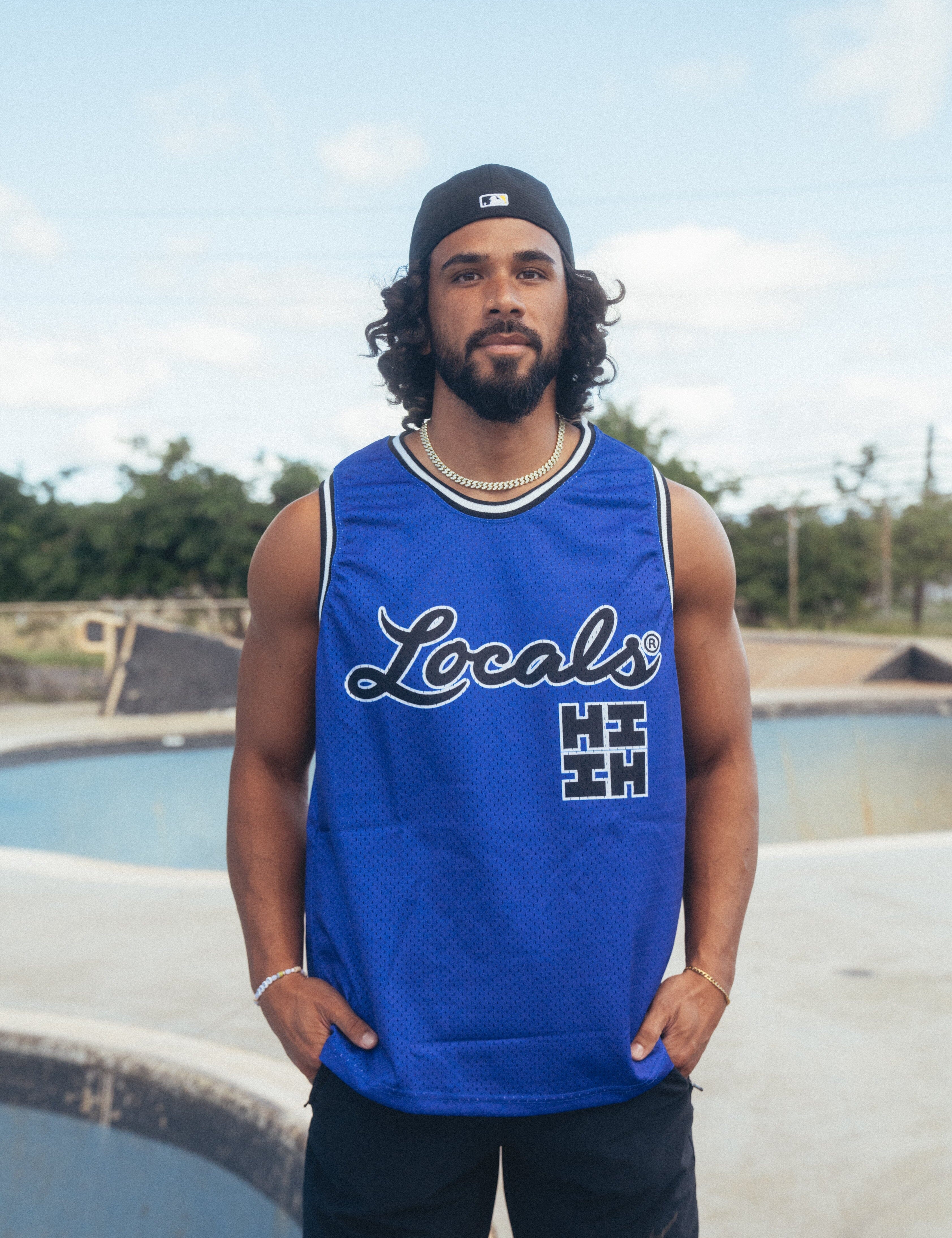 BLUE LOCALS BASKETBALL JERSEY COLLAB Jersey Hawaii's Finest SMALL 