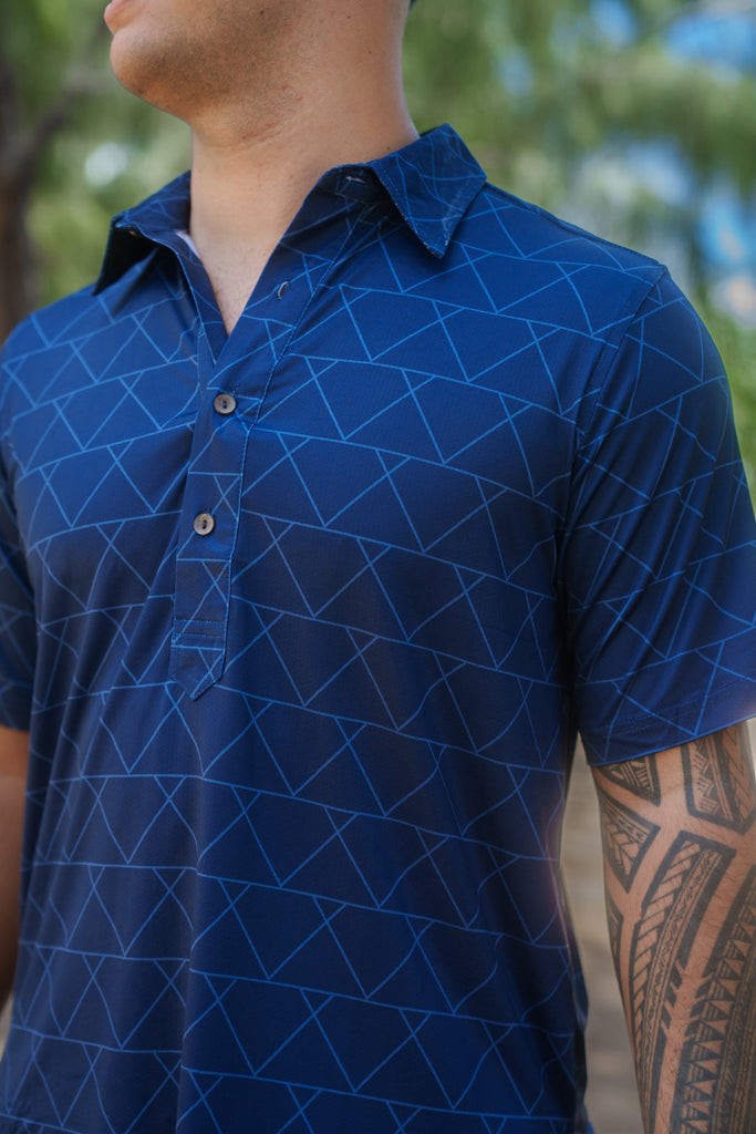 BLUE TRIANGLES ALOHA POLO Polo Hawaii's Finest 