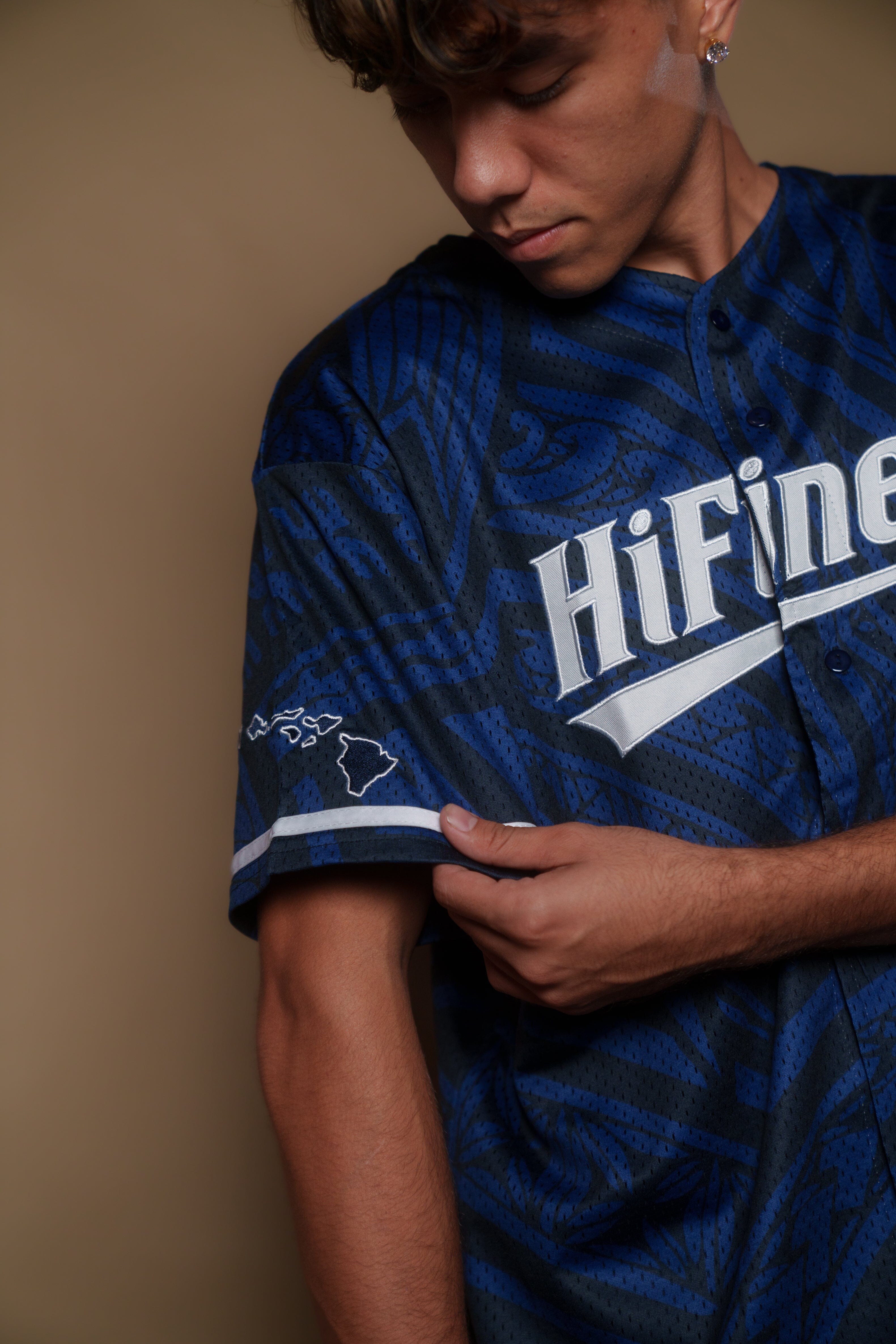 BLUE TRIBAL BASEBALL JERSEY Jersey Hawaii's Finest 