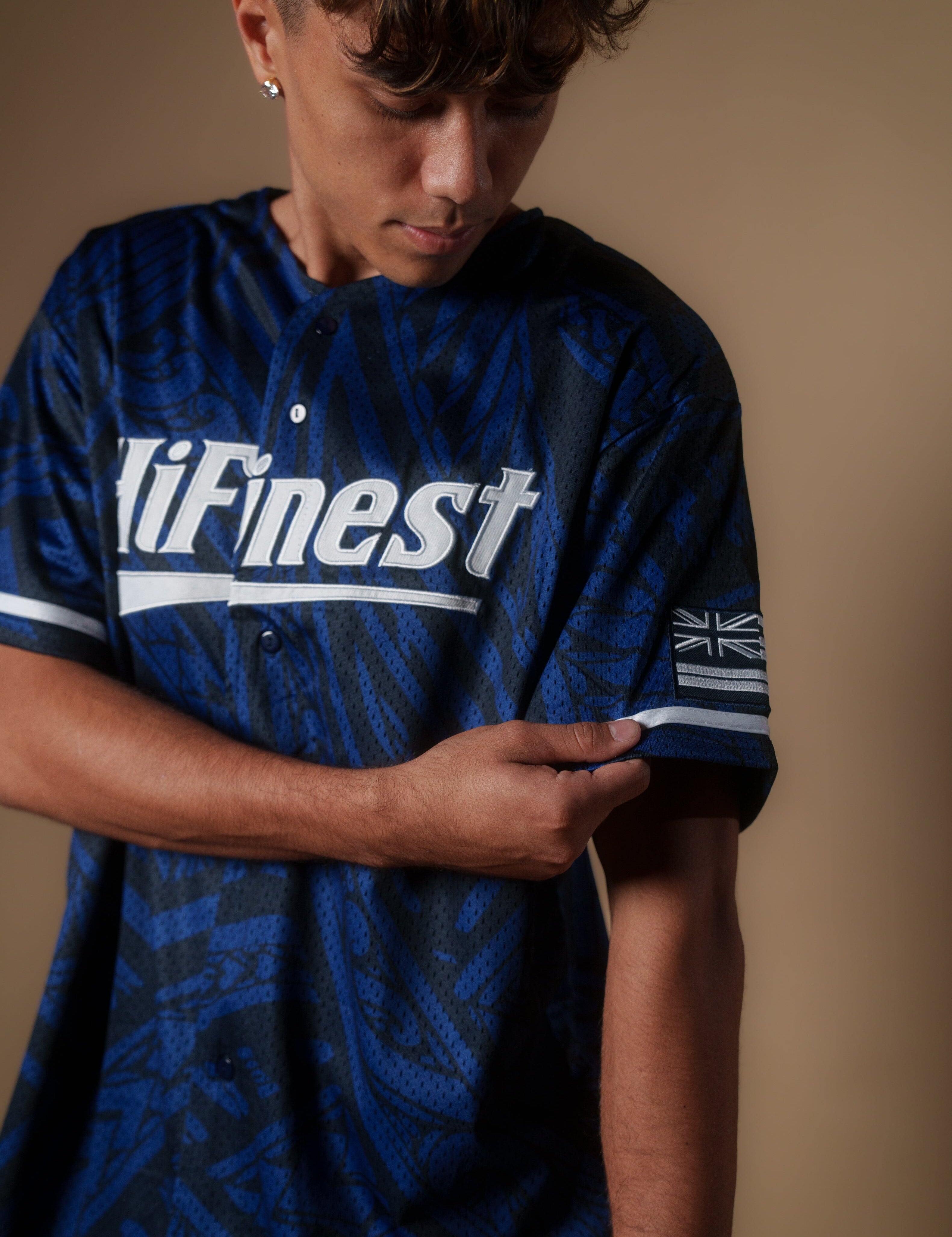 BLUE TRIBAL BASEBALL JERSEY Jersey Hawaii's Finest 