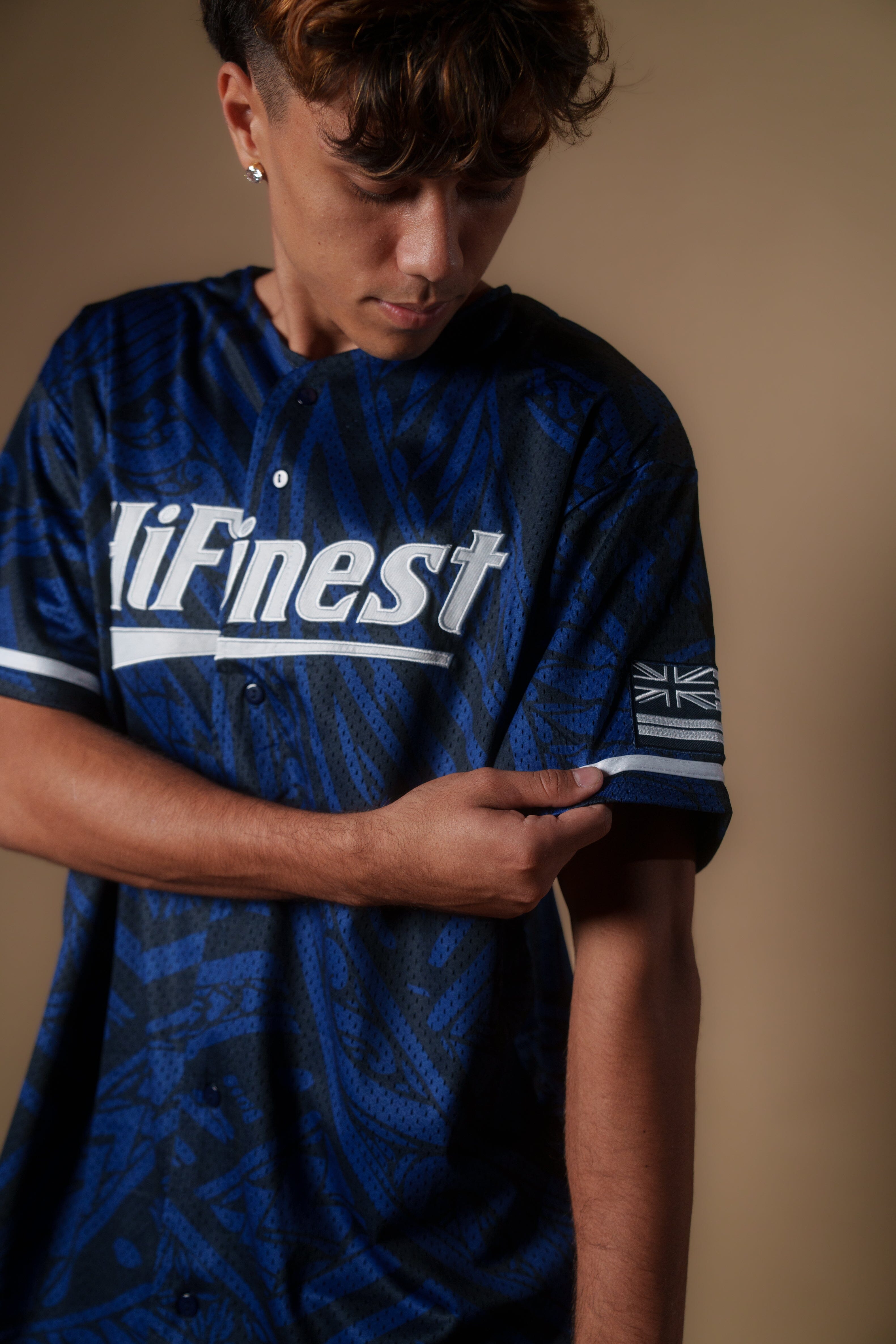 BLUE TRIBAL BASEBALL JERSEY Jersey Hawaii's Finest 