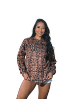 BROWN ISLANDS CHEETAH CREW NECK SWEATER