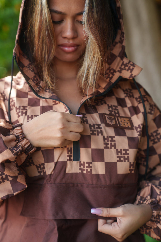 BROWN & TAN CHECKERBOARD RAIN JACKET Jacket Hawaii's Finest 