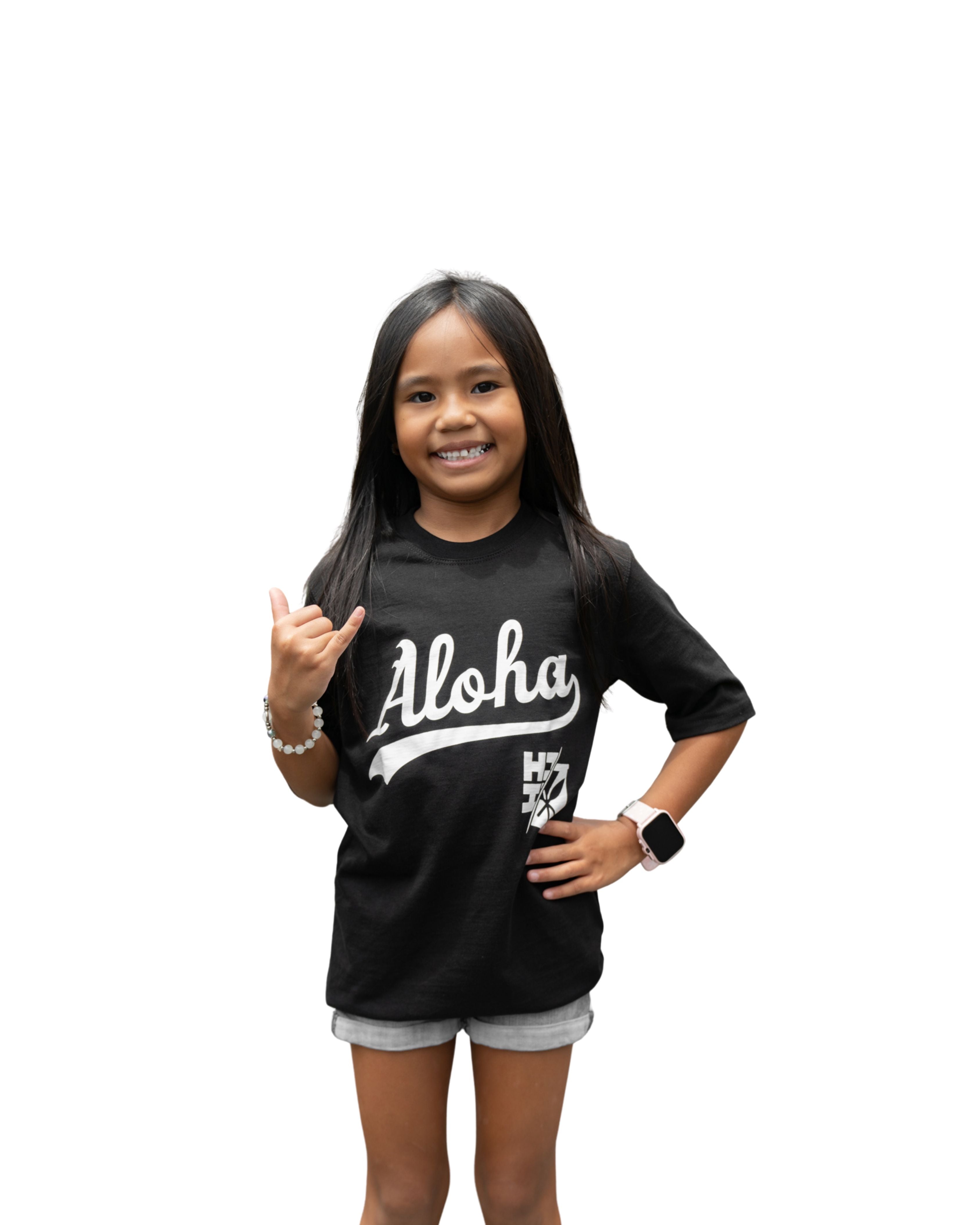 BW ALOHA SCRIPT KEIKI T-SHIRT Shirts Hawaii's Finest XX-SMALL 