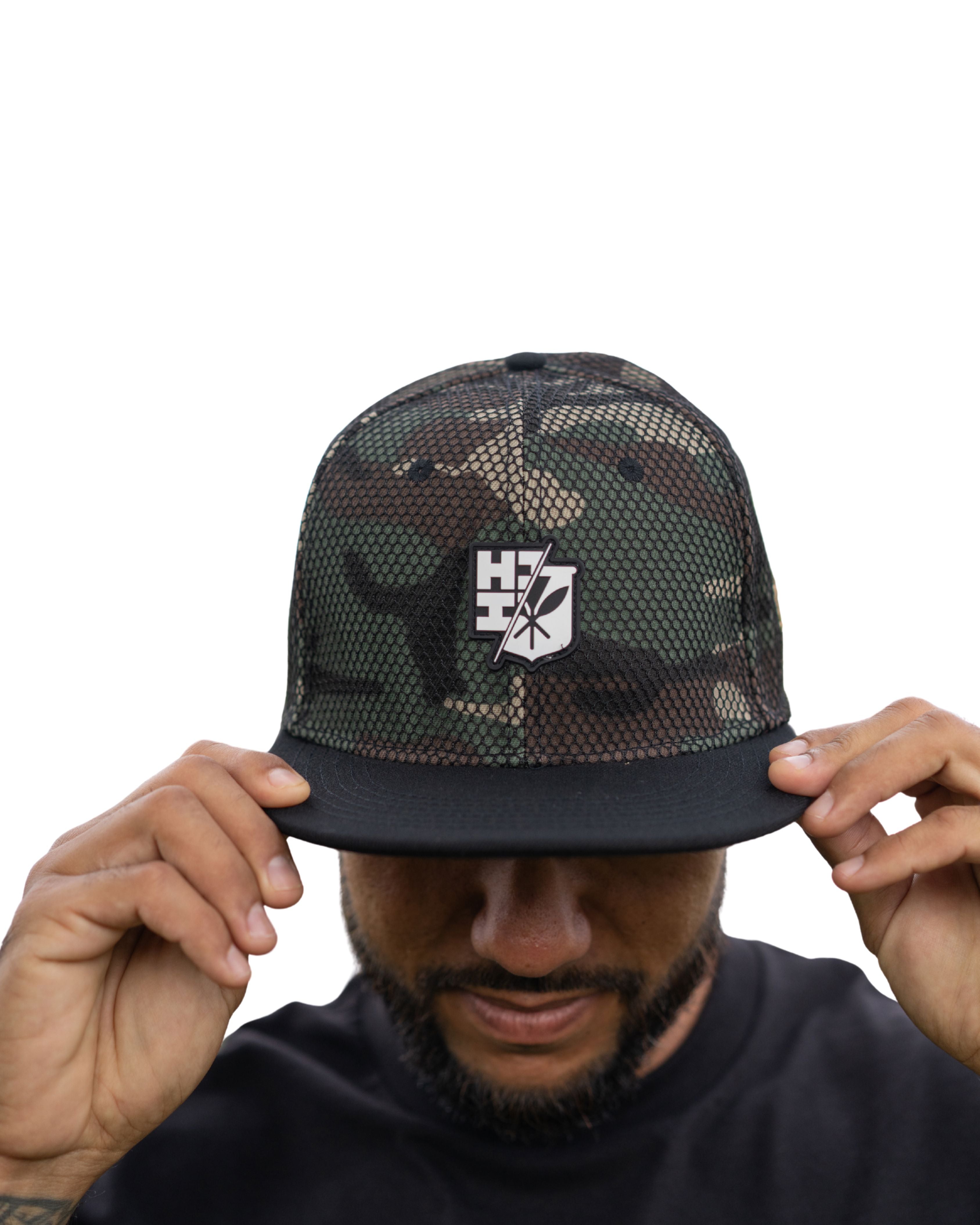 CAMO MESH SPLIT LOGO HAT Hat Hawaii's Finest 