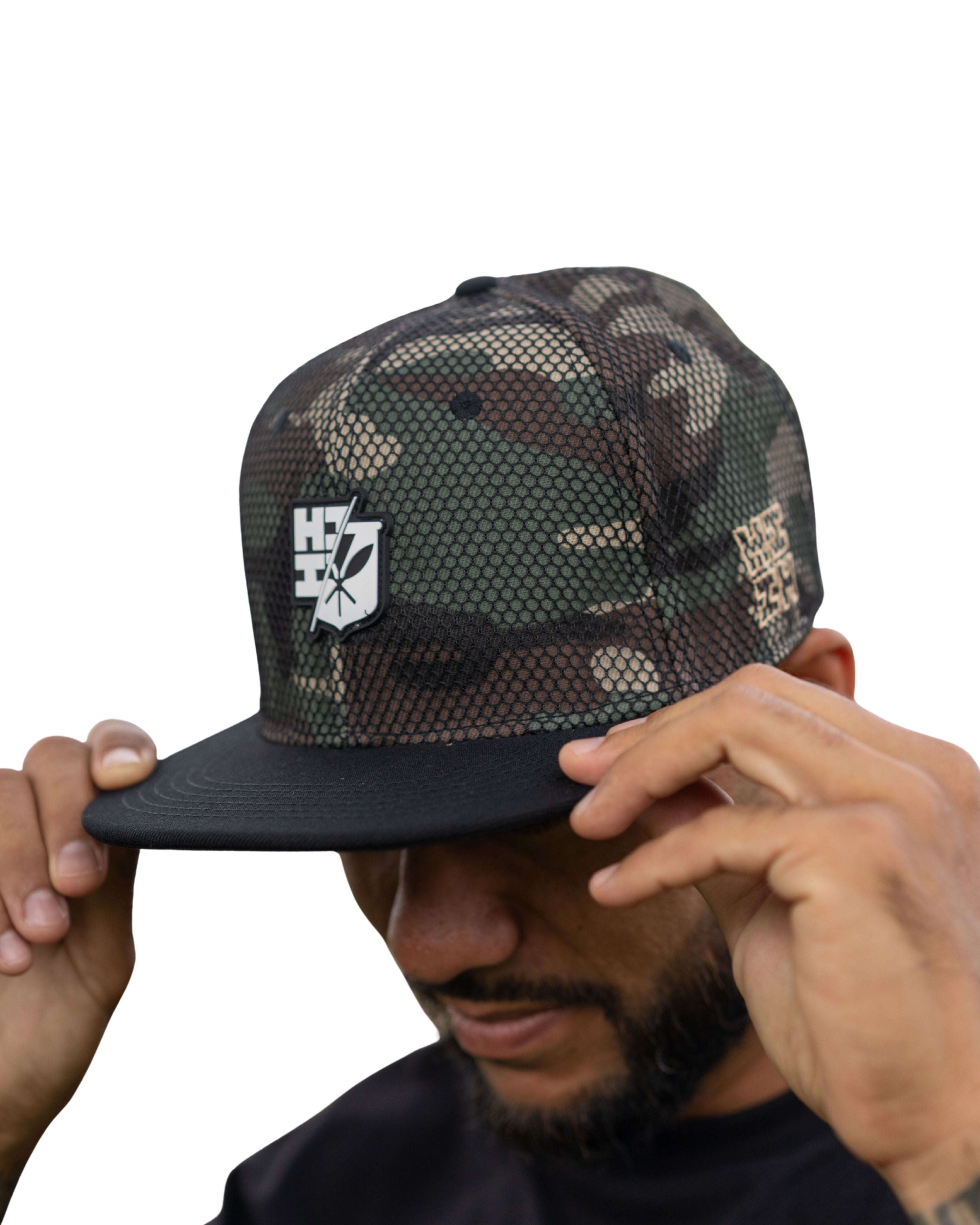CAMO MESH SPLIT LOGO HAT Hat Hawaii's Finest 