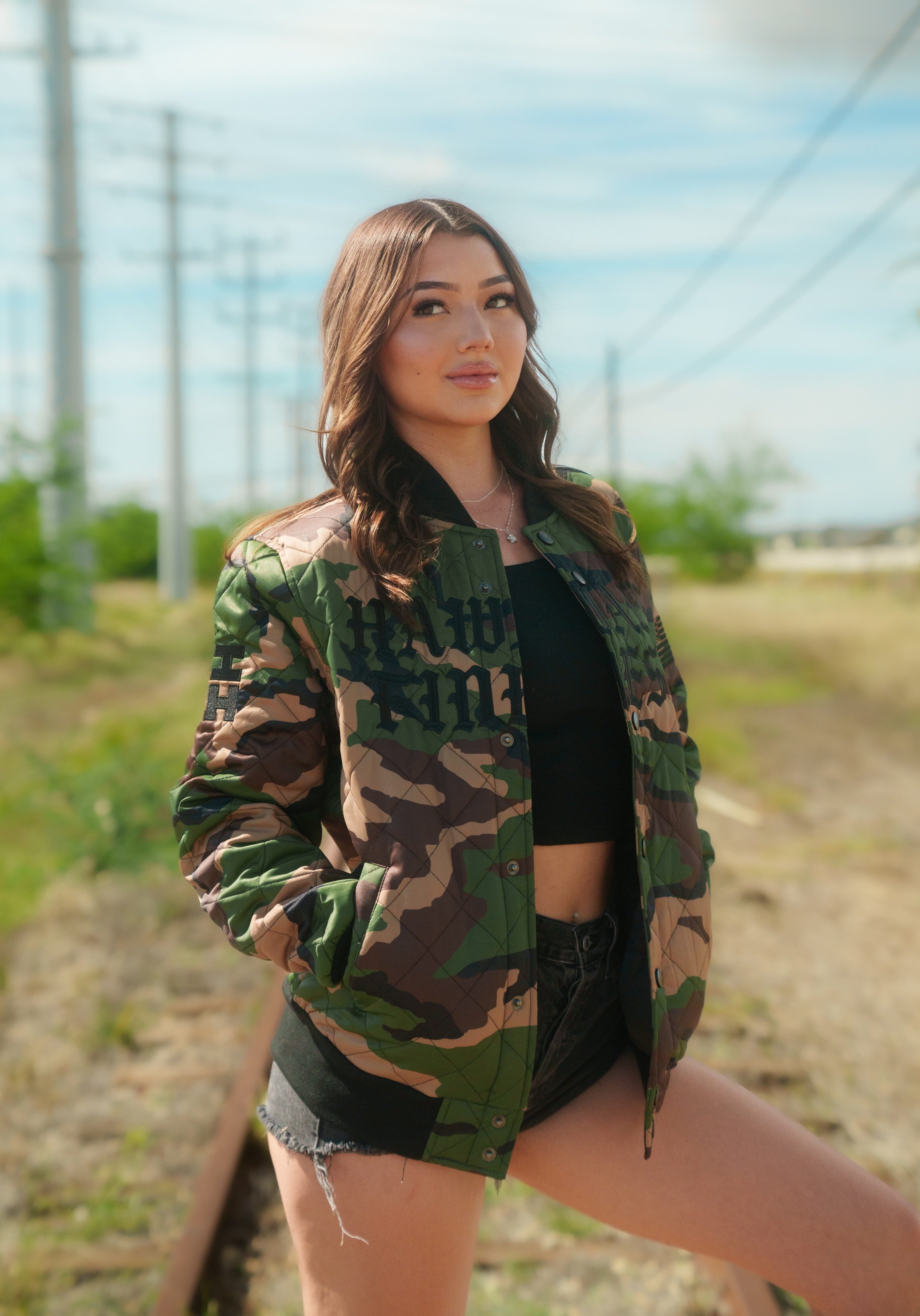 CAMO OLD ENGLISH VARSITY JACKET Jacket Hawaii's Finest 