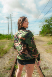 CAMO OLD ENGLISH VARSITY JACKET Jacket Hawaii's Finest 