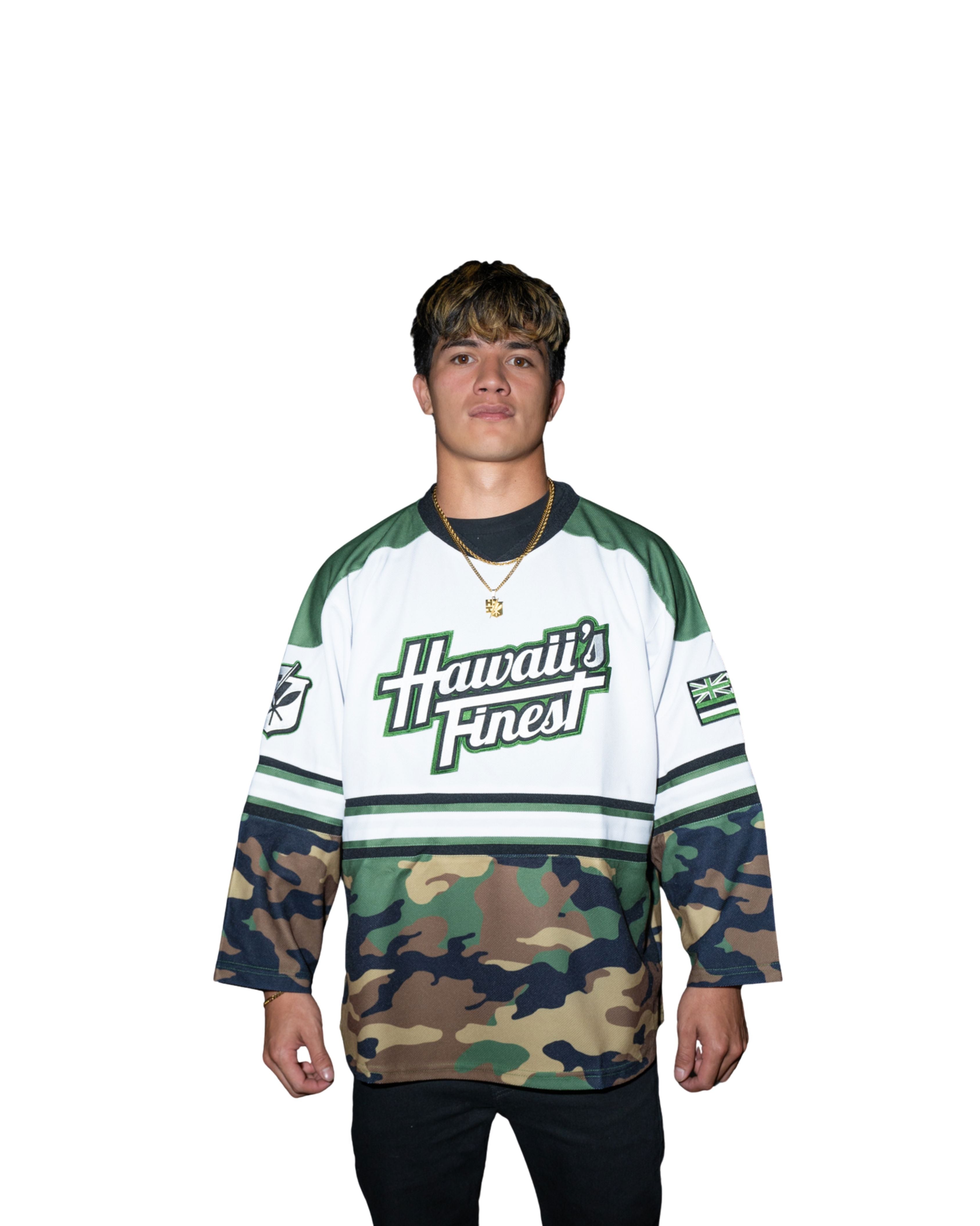 CAMO SCRIPT HOCKEY JERSEY Jersey Hawaii's Finest X-SMALL 