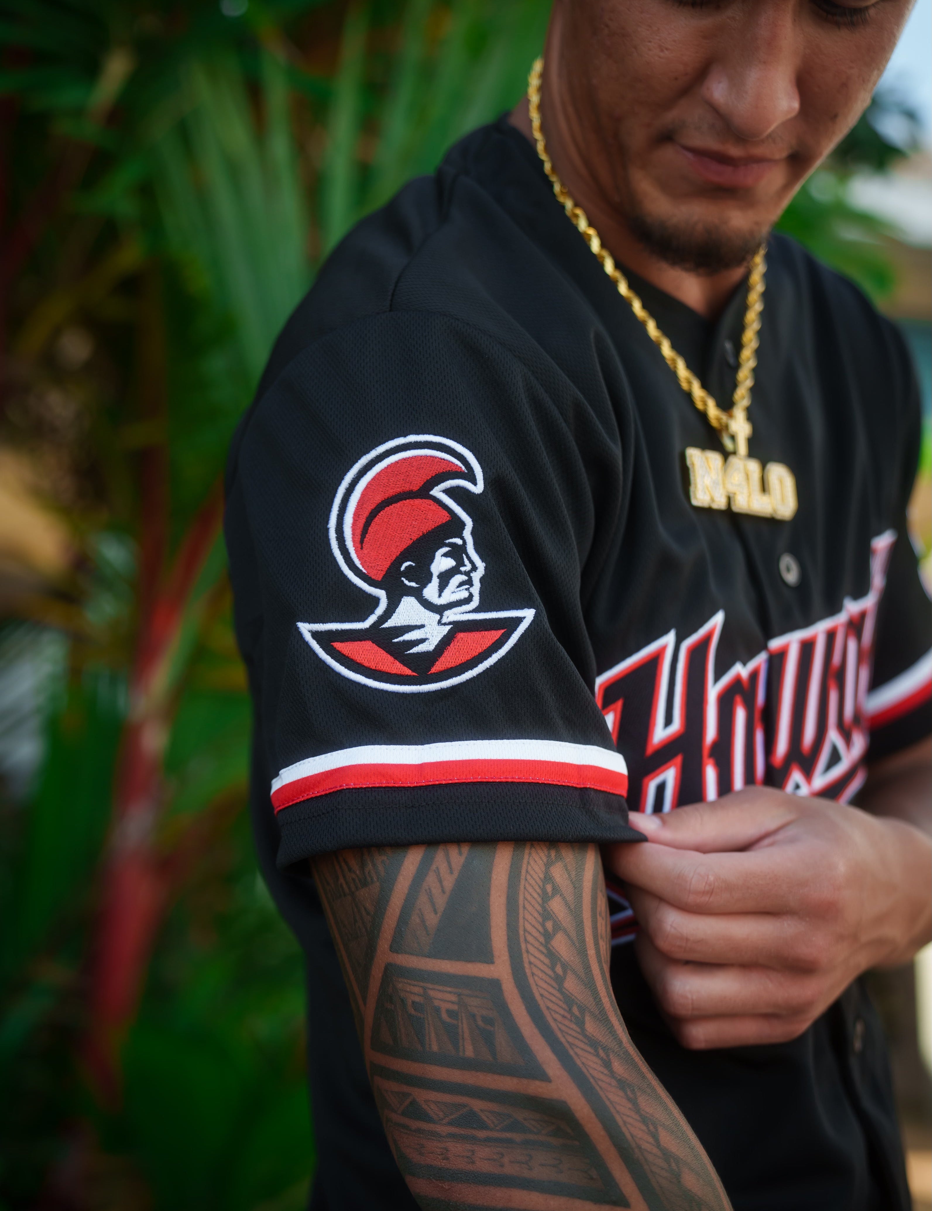 CHARCOAL & RED KOA BASEBALL JERSEY Jersey Hawaii's Finest 