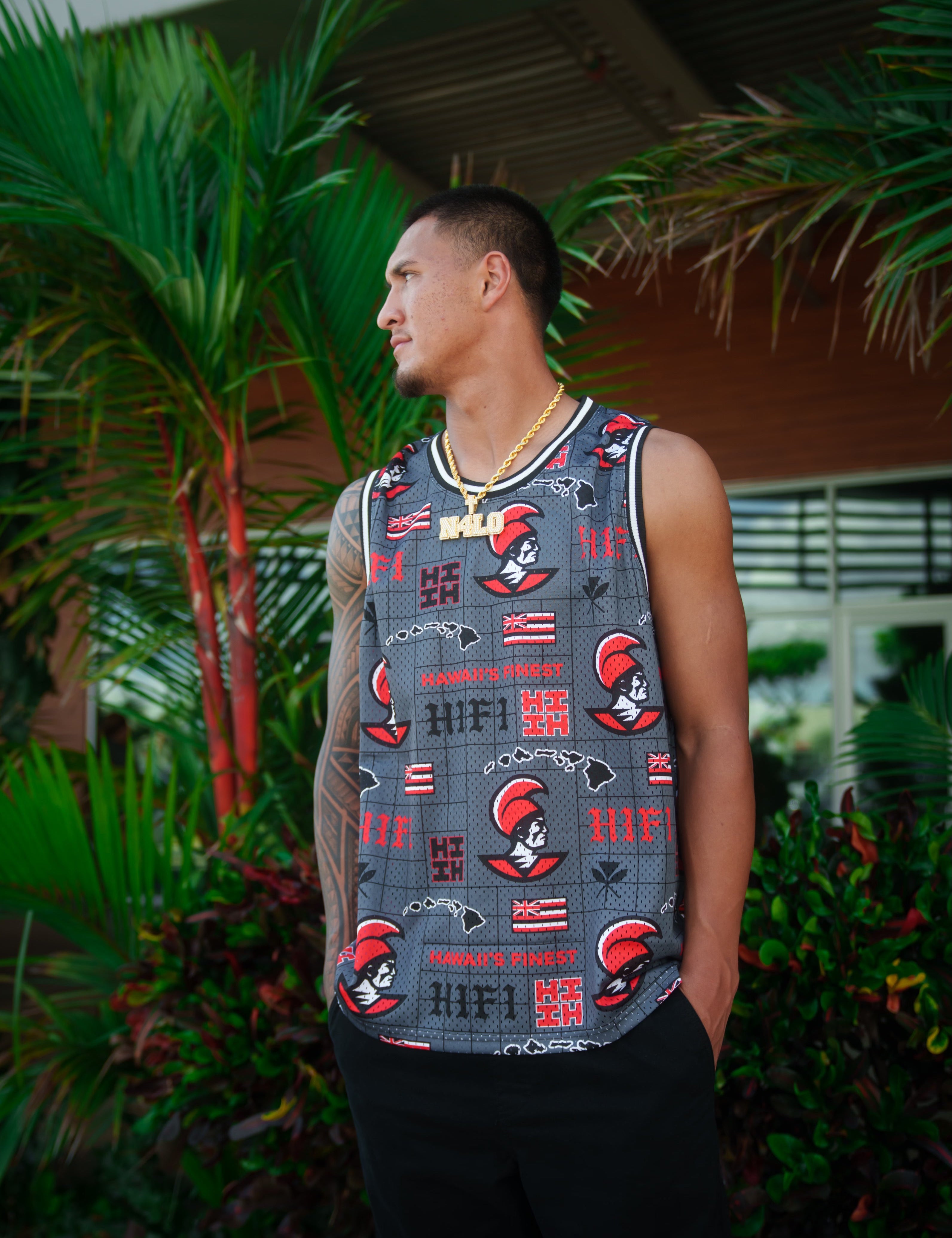 CHARCOAL & RED KOA BASKETBALL JERSEY Jersey Hawaii's Finest 