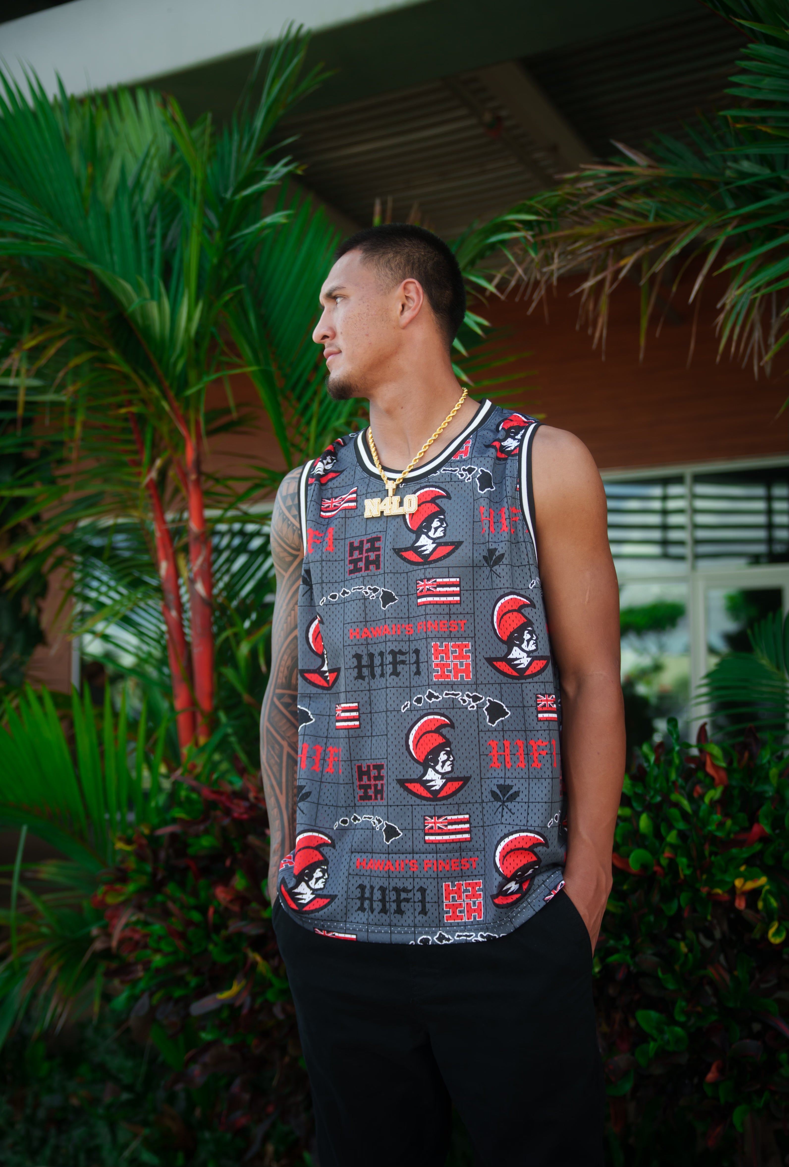 CHARCOAL & RED KOA BASKETBALL JERSEY Jersey Hawaii's Finest 