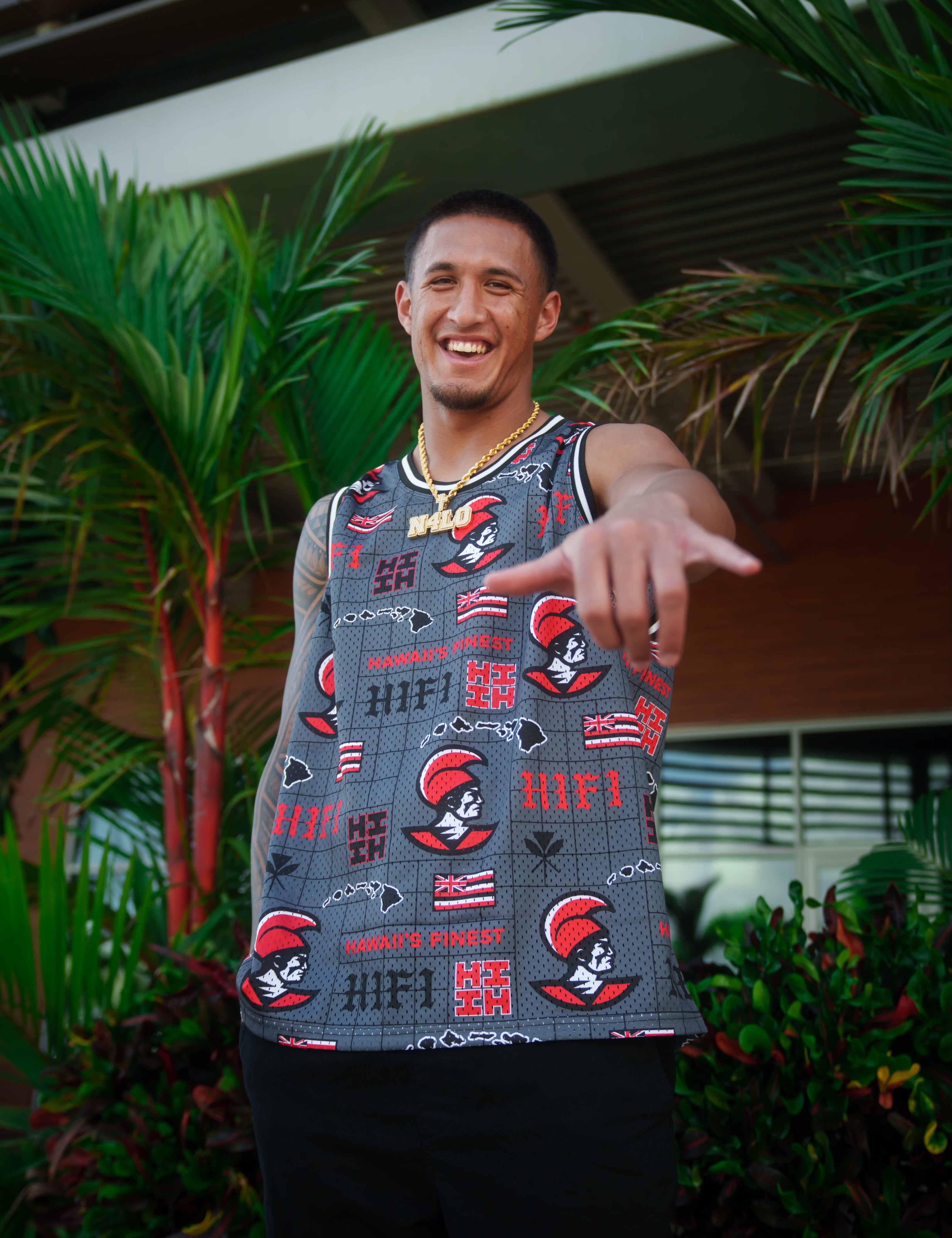 CHARCOAL & RED KOA BASKETBALL JERSEY Jersey Hawaii's Finest SMALL 