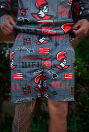 CHARCOAL & RED KOA MESH SHORTS Shorts Hawaii's Finest SMALL 