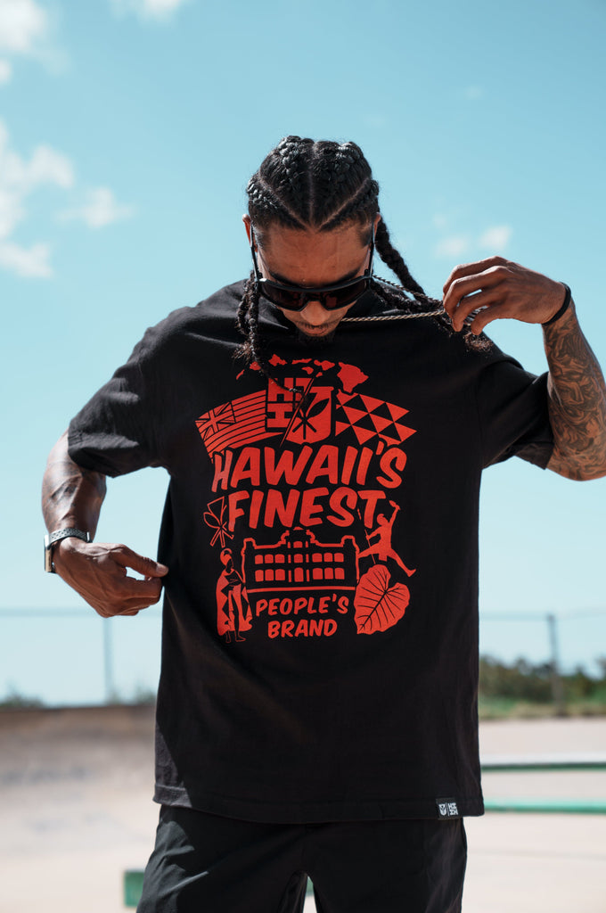 COLLAGE RED T-SHIRT Shirts Hawaii's Finest MEDIUM 