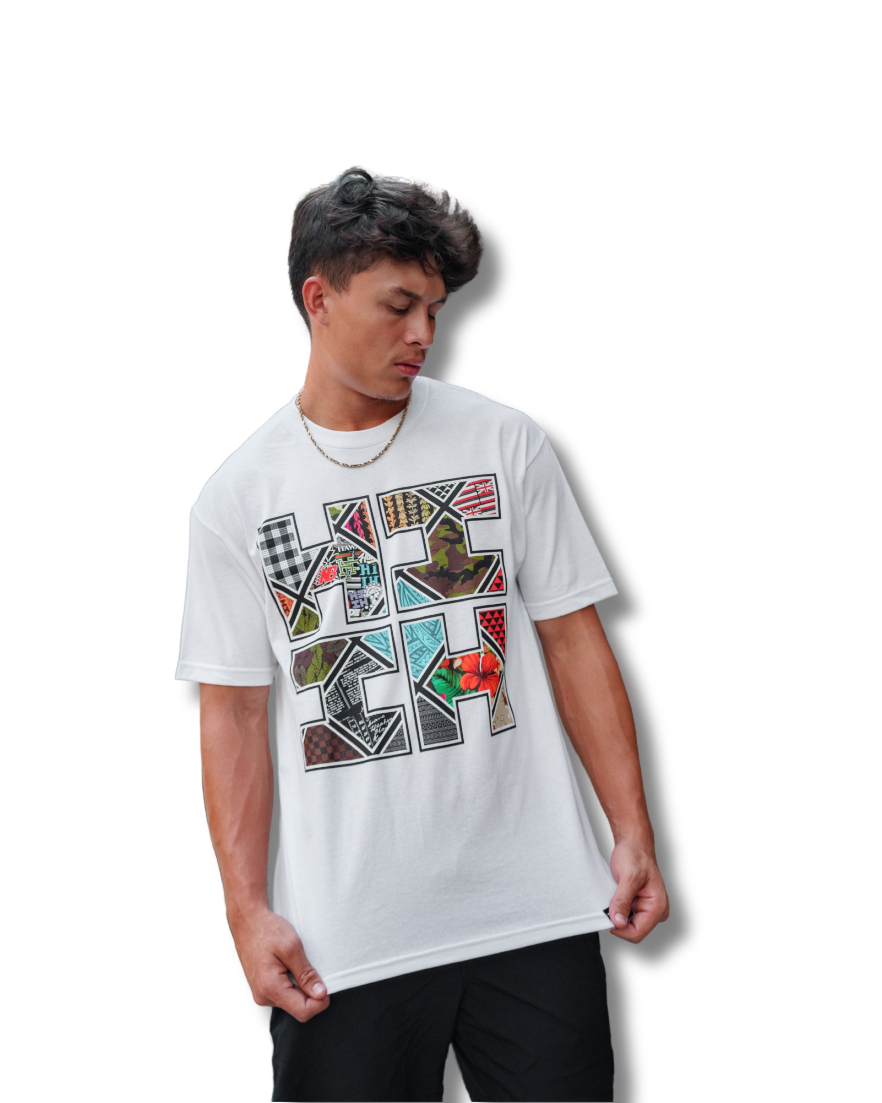 COLLAGE TILE LOGO WHITE T-SHIRT Shirts Hawaii's Finest MEDIUM 