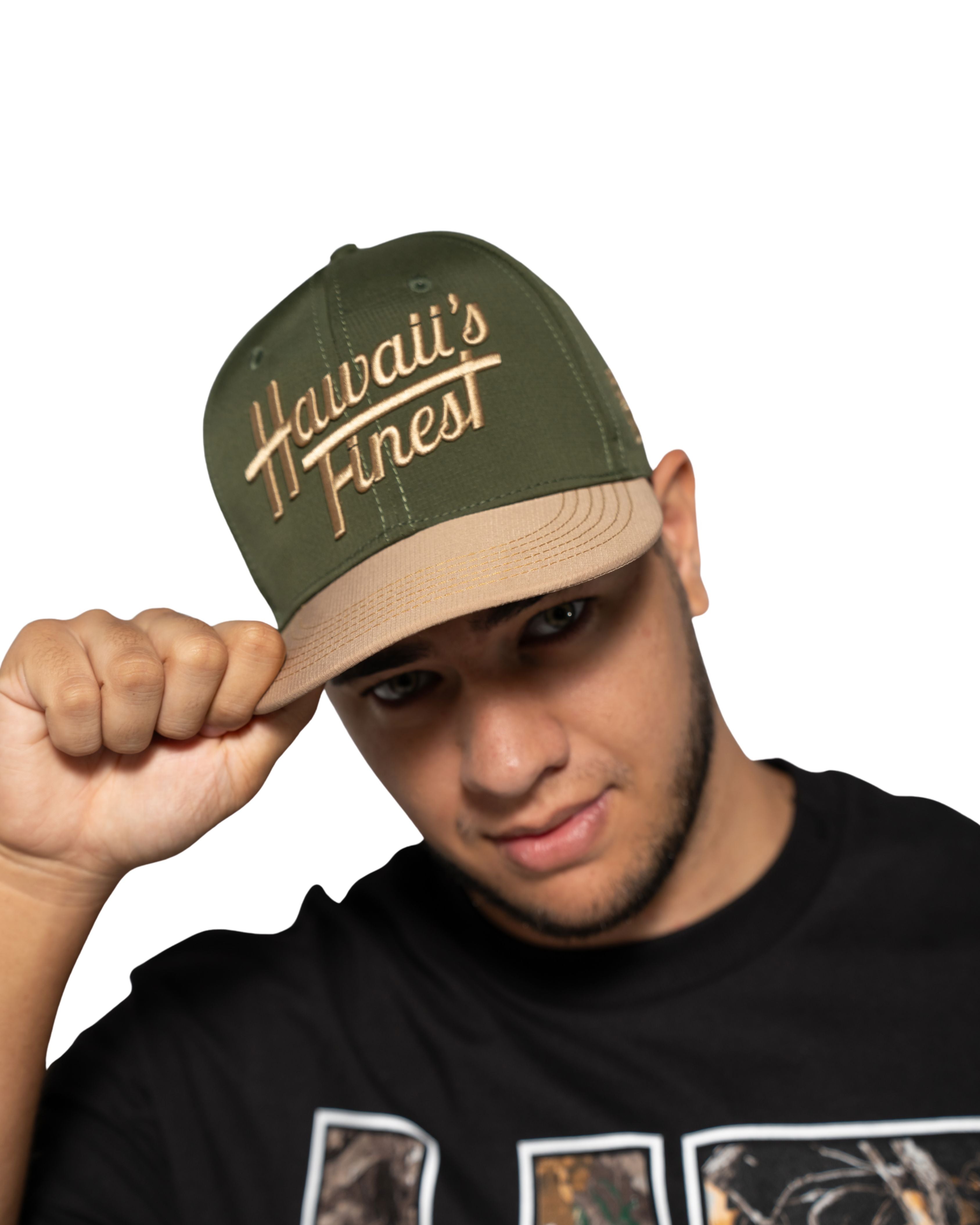 DARK GREEN & TAN SCRIPT HAT Hat Hawaii's Finest 