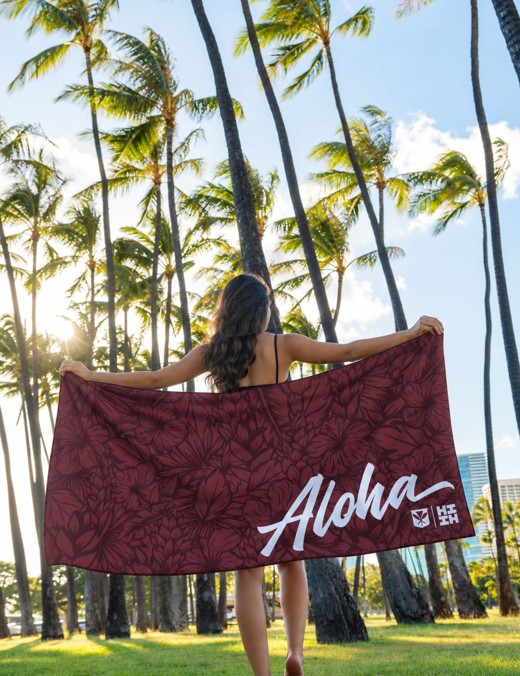 DEEP MAROON TROPICAL TOWEL Utility Hawaii's Finest 