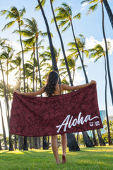 DEEP MAROON TROPICAL TOWEL