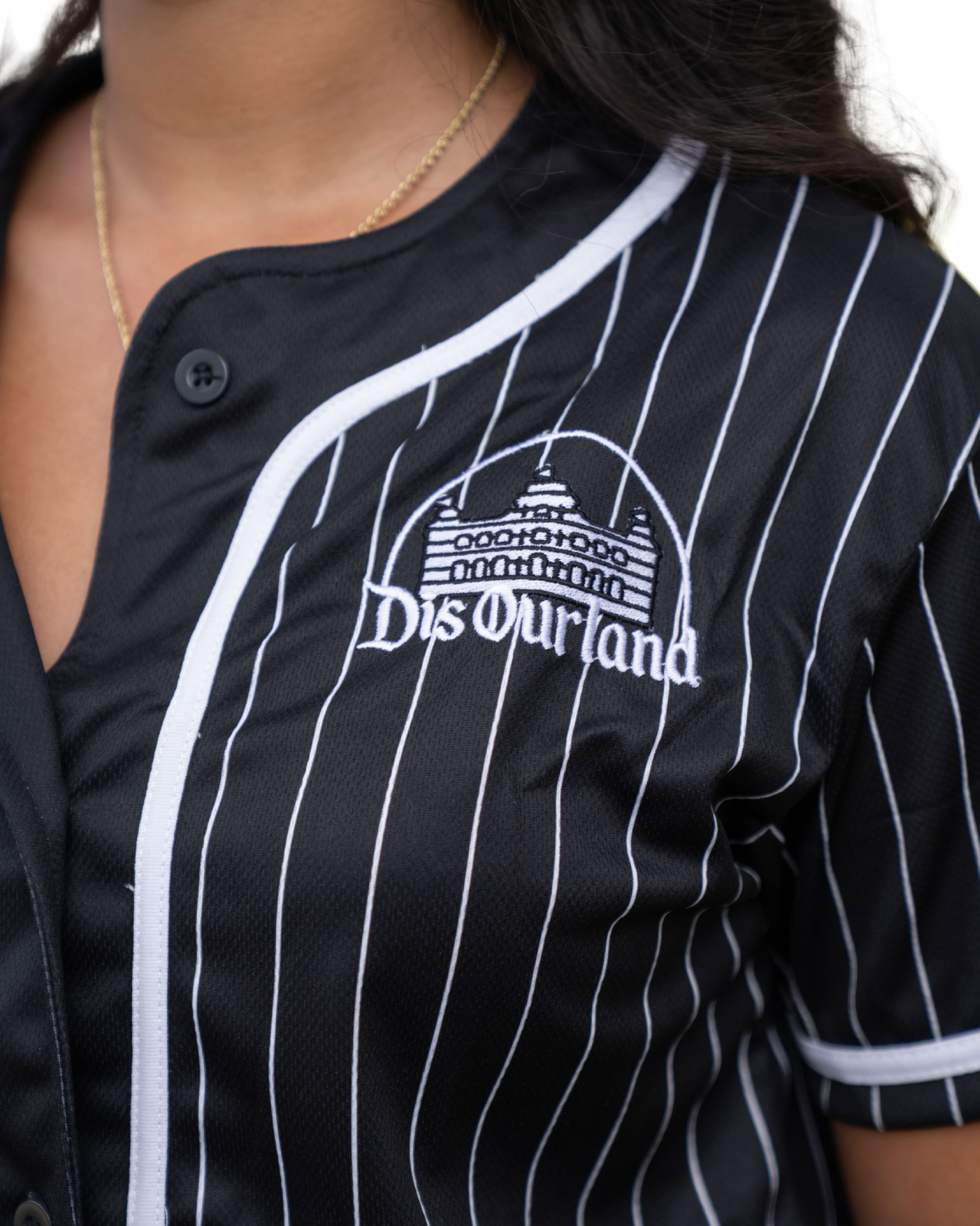 DIS OUR LAND PINSTRIPE WOMEN'S BASEBALL JERSEY Jersey Hawaii's Finest 