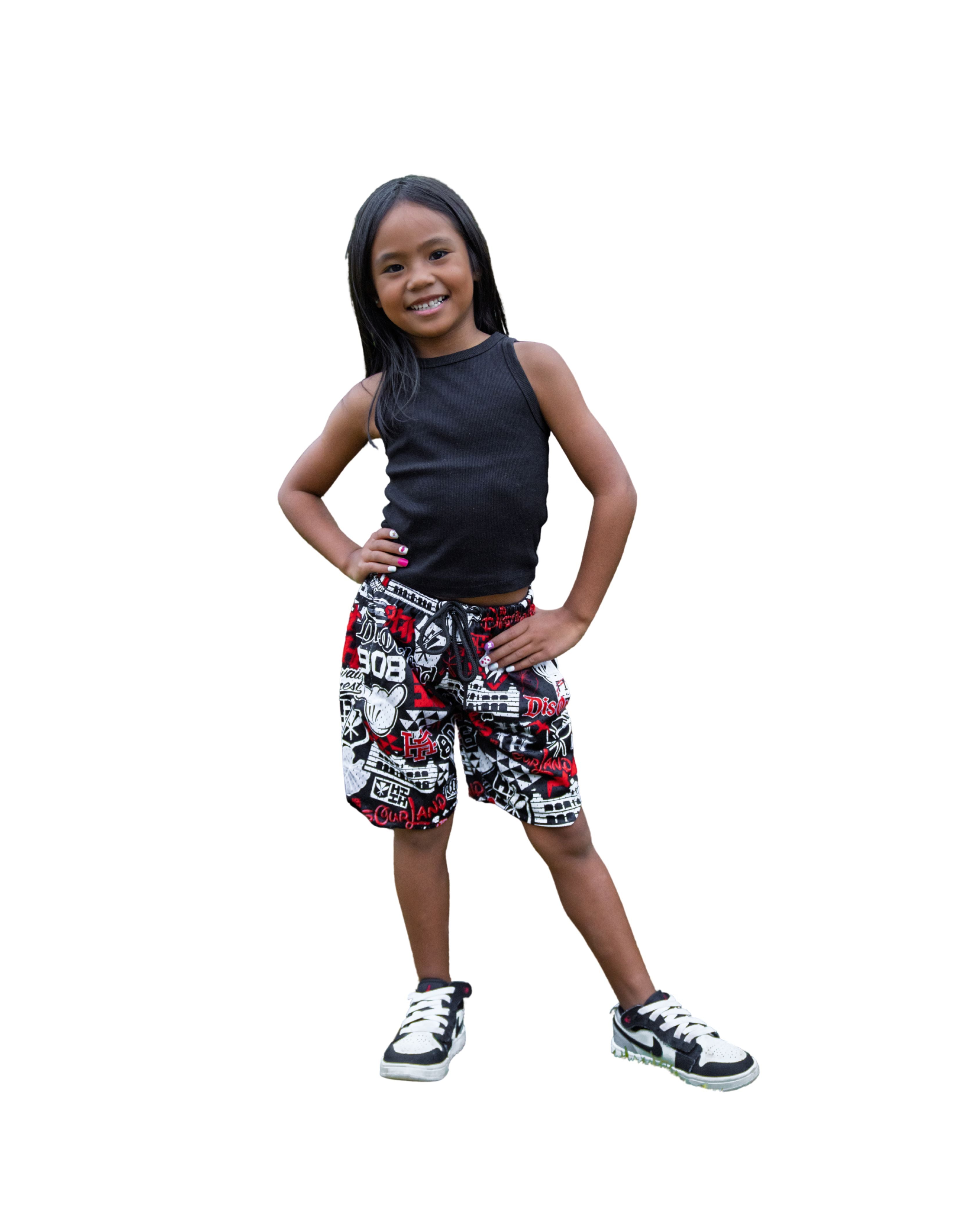 DIS OUR LAND STICKERBOMB KEIKI MESH SHORTS Shirts Hawaii's Finest XX-SMALL 