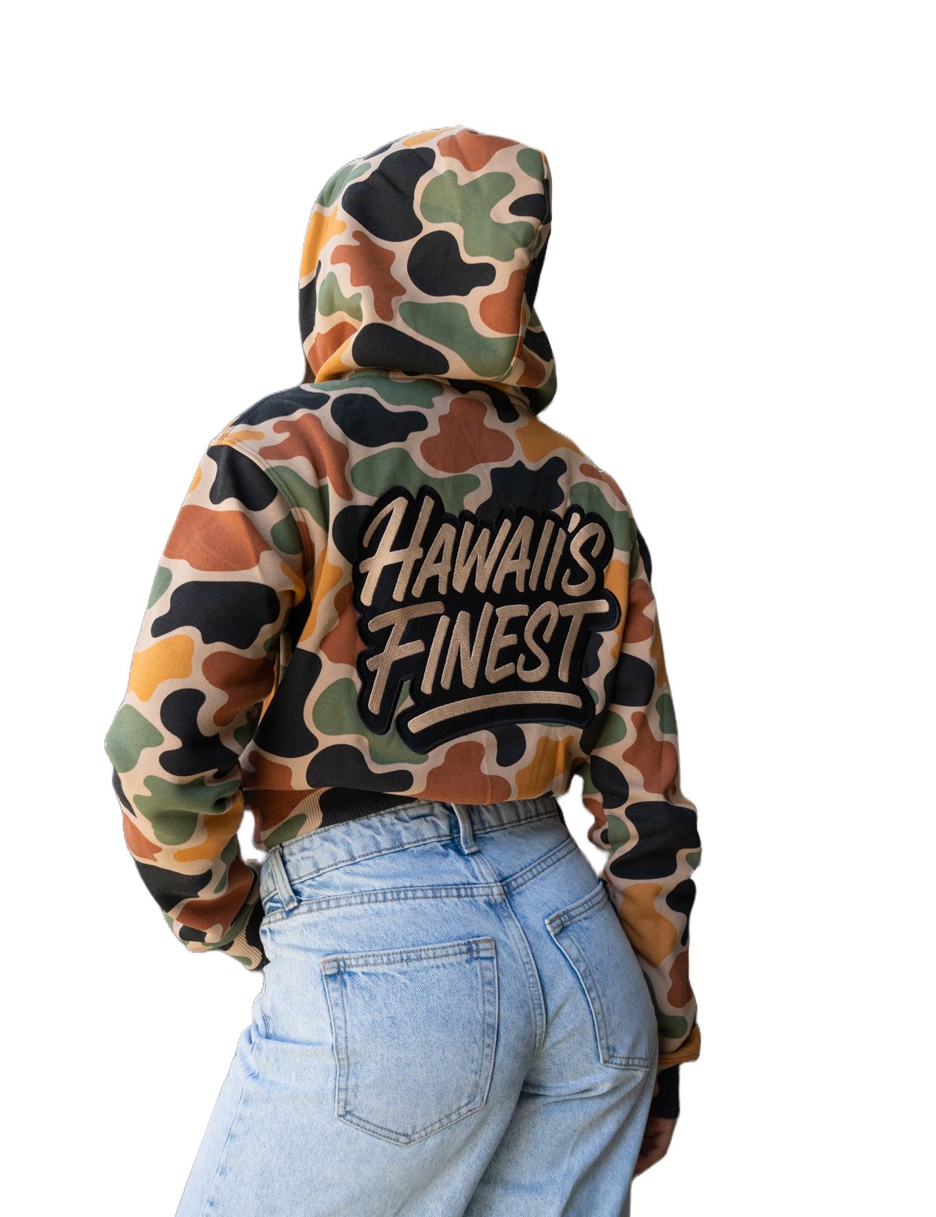 DUCK CAMO WOMEN'S CROP HOODIE Jacket Hawaii's Finest 