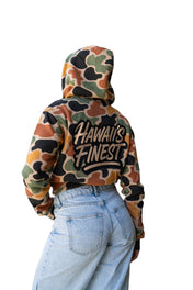 DUCK CAMO WOMEN'S CROP HOODIE Jacket Hawaii's Finest 